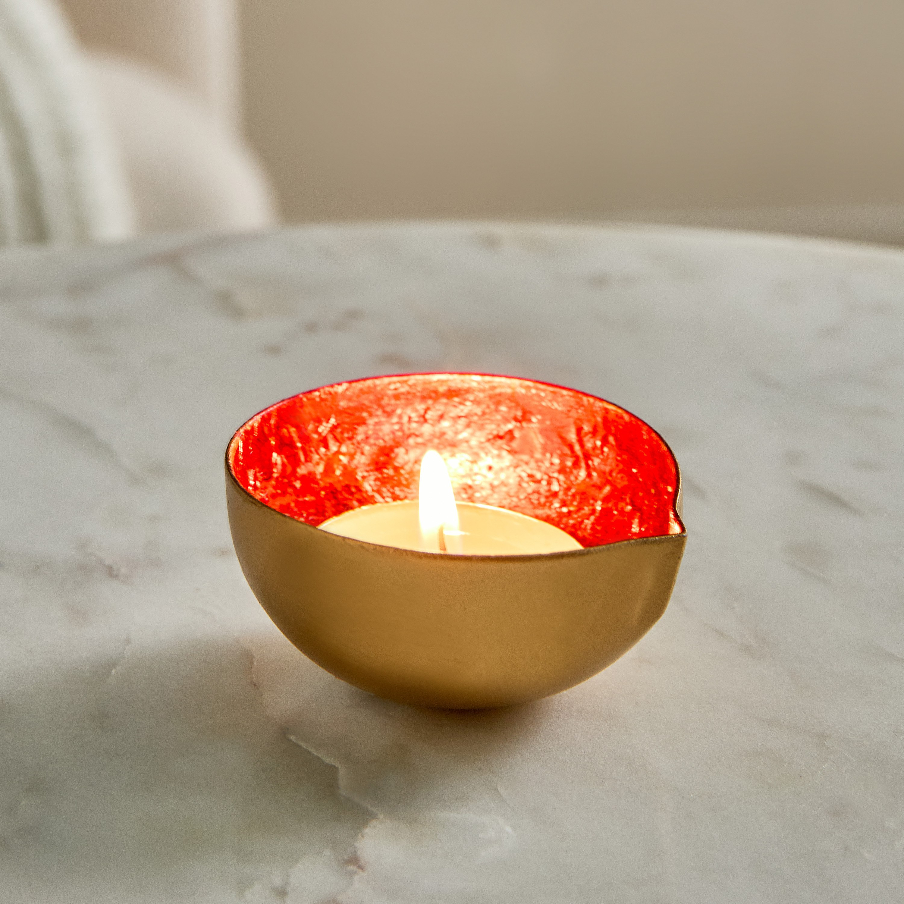 Neom 1-Tip Foiled Metal Diya - 5.5x5.5x3 cm-hbxlivingroom-decorandaccessories-candleholders-image-1
