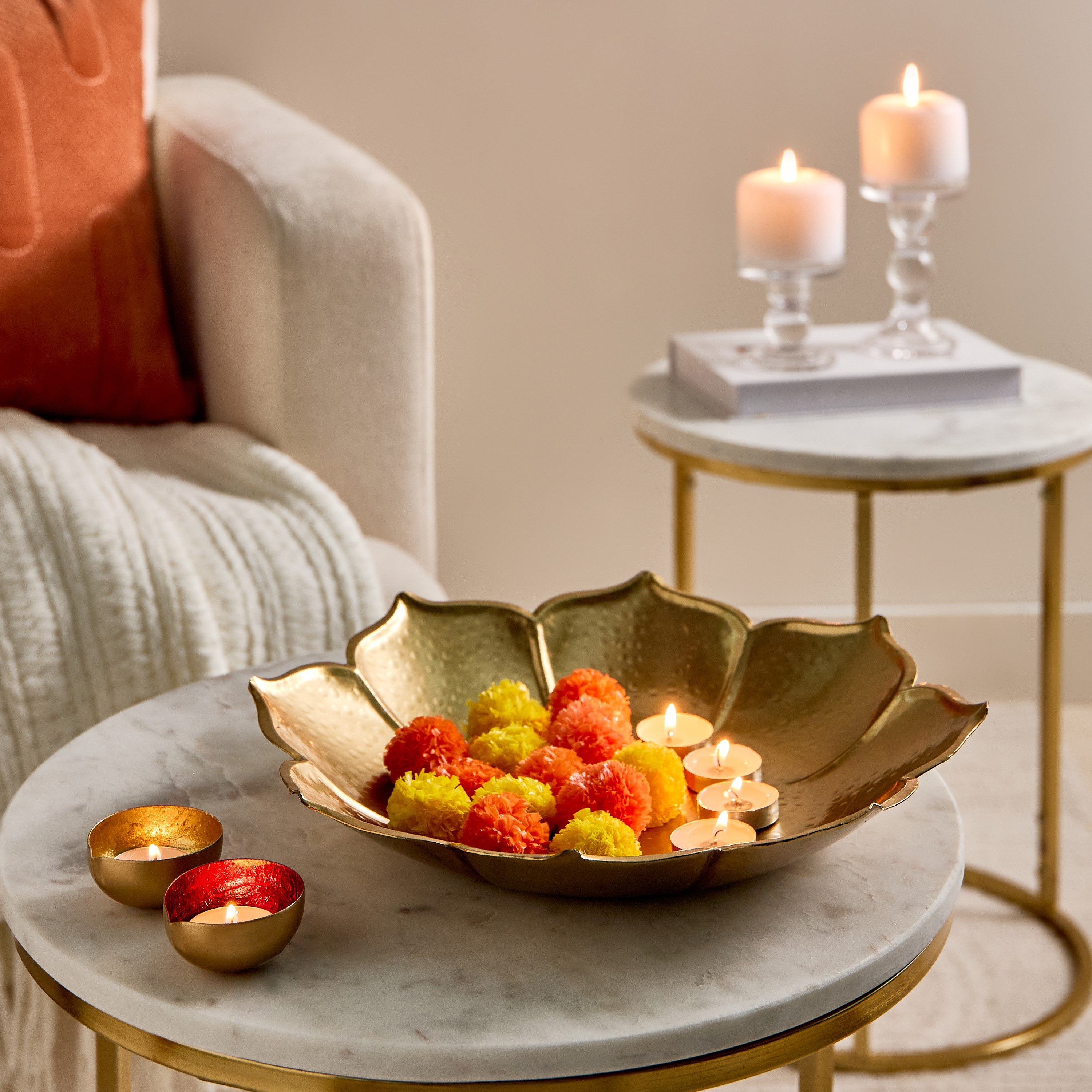 Neom 1-Tip Foiled Metal Diya - 5.5x5.5x3 cm-hbxlivingroom-decorandaccessories-candleholders-image-4