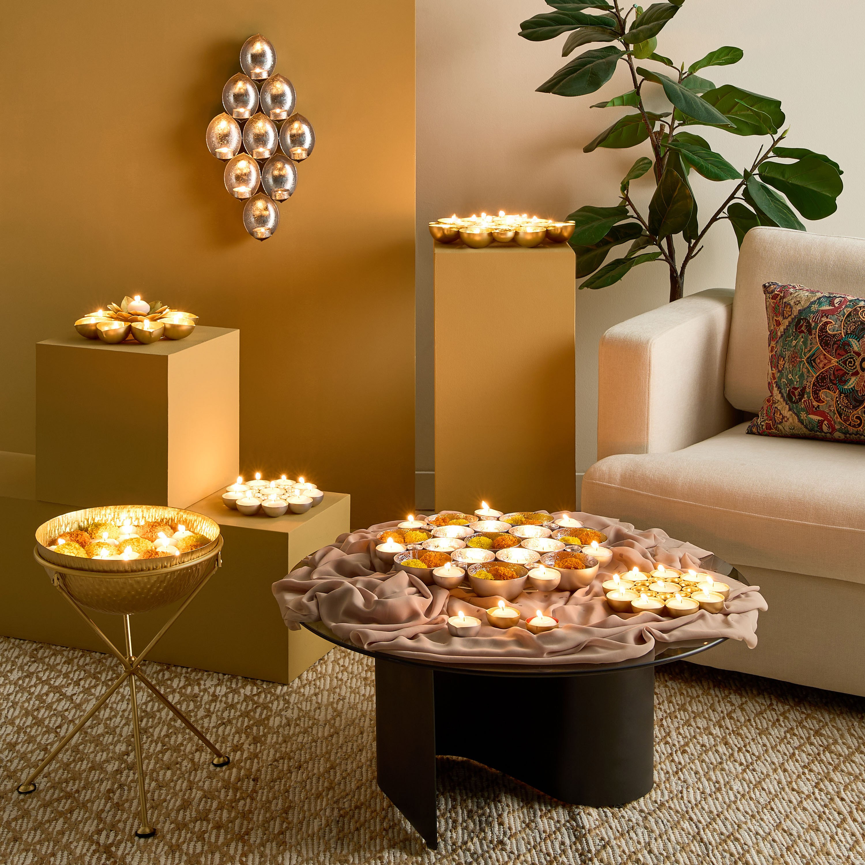 صينية أورلي معدنية مع حامل من نيوم - 31×31×45 سم-hbxhomeware-hbxdecorandfurnishings-image-6