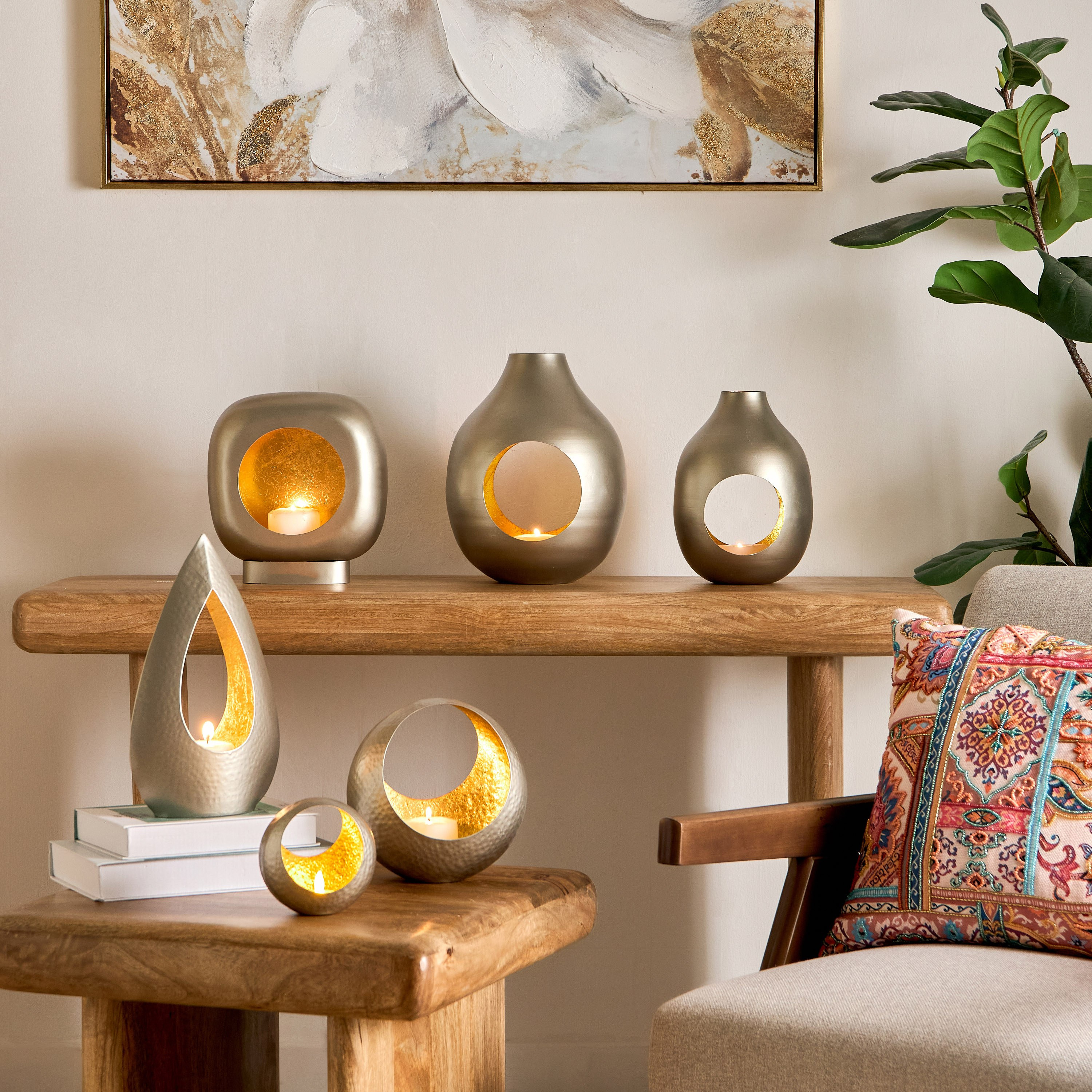 حامل شموع عمودية معدن من إيبينا - 27x27x20 سم-hbxlivingroom-decorandaccessories-candleholders-image-4