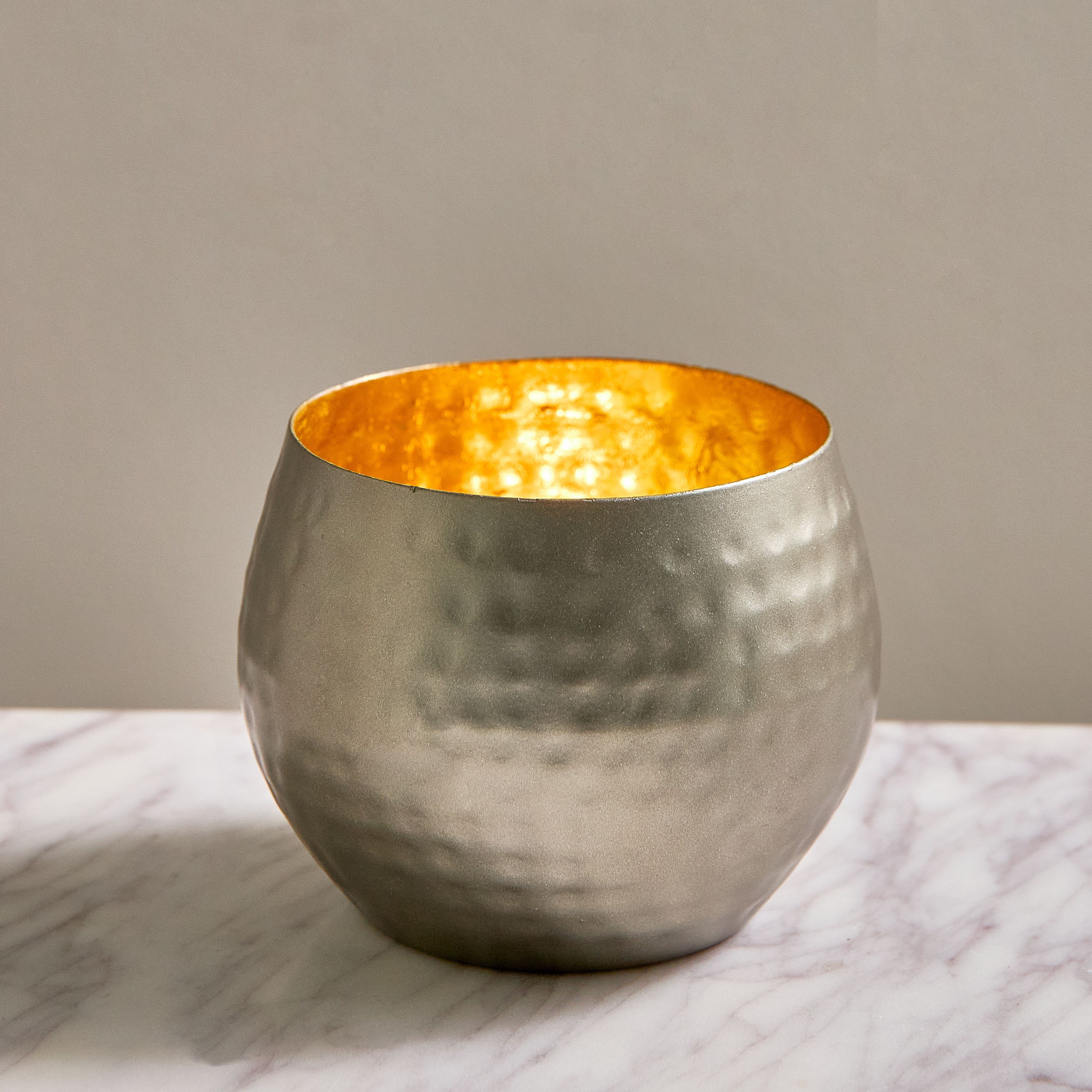 Ibena Metallic Votive Holder - 10x10x8 cm-hbxlivingroom-decorandaccessories-candleholders-image-1