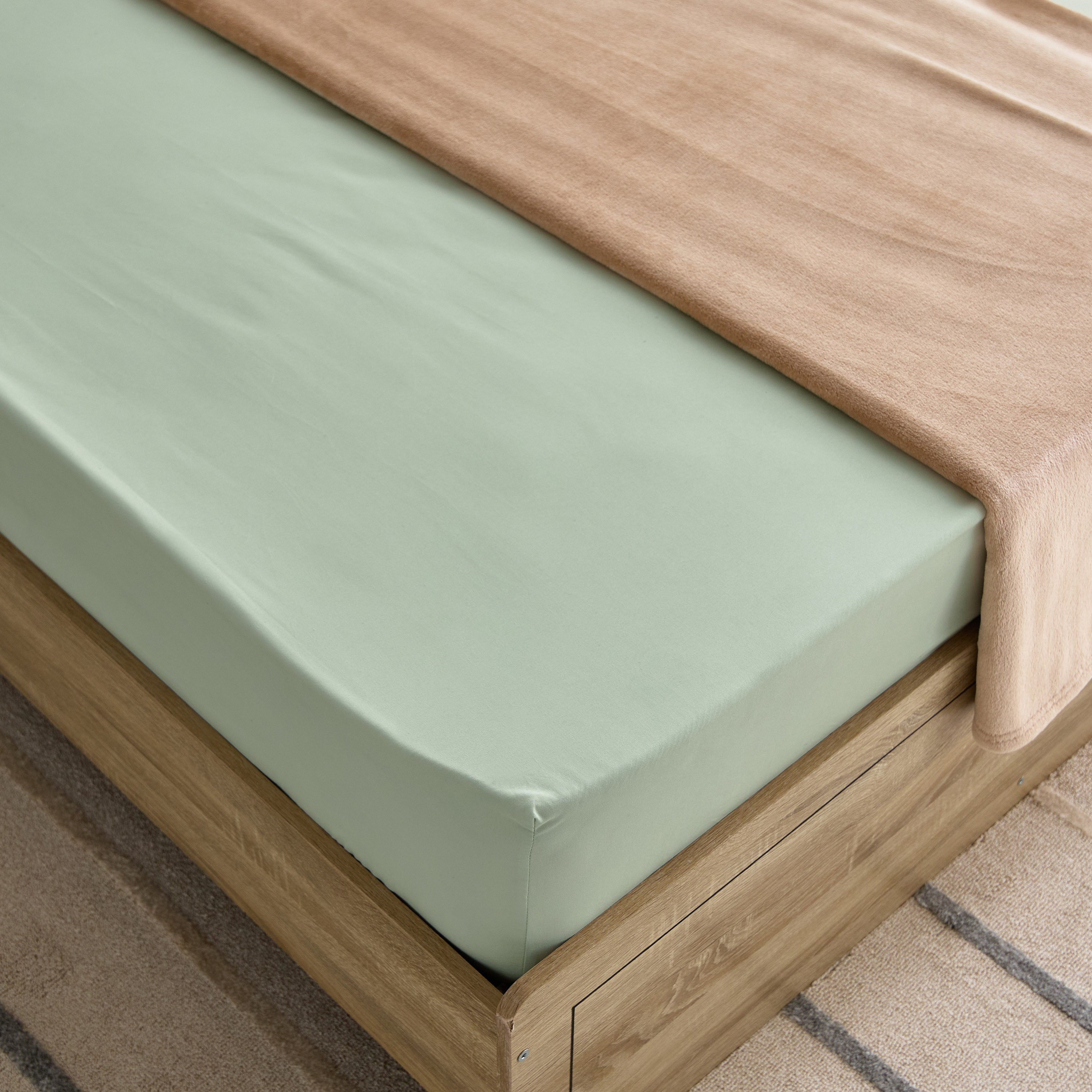 Derby Solid Microfiber Twin Fitted Sheet - 120x200+25 cm-hbxhomeware-hbxbedroom-image-1