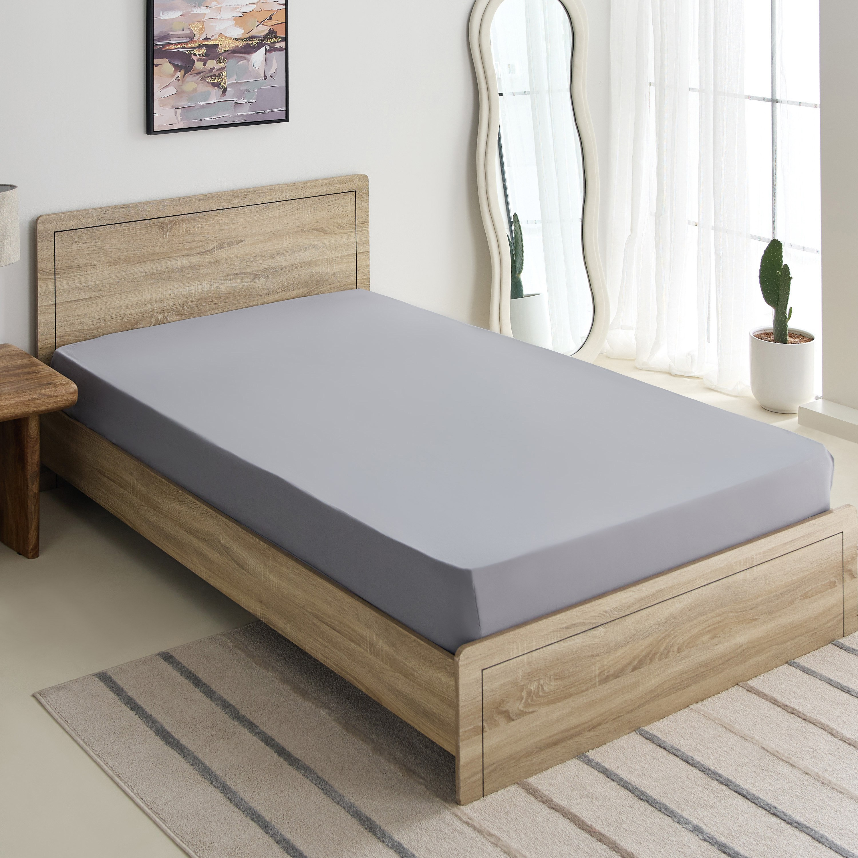 Derby Solid Microfiber Twin Fitted Sheet - 120x200+25 cm-hbxhomeware-hbxbedroom-image-2