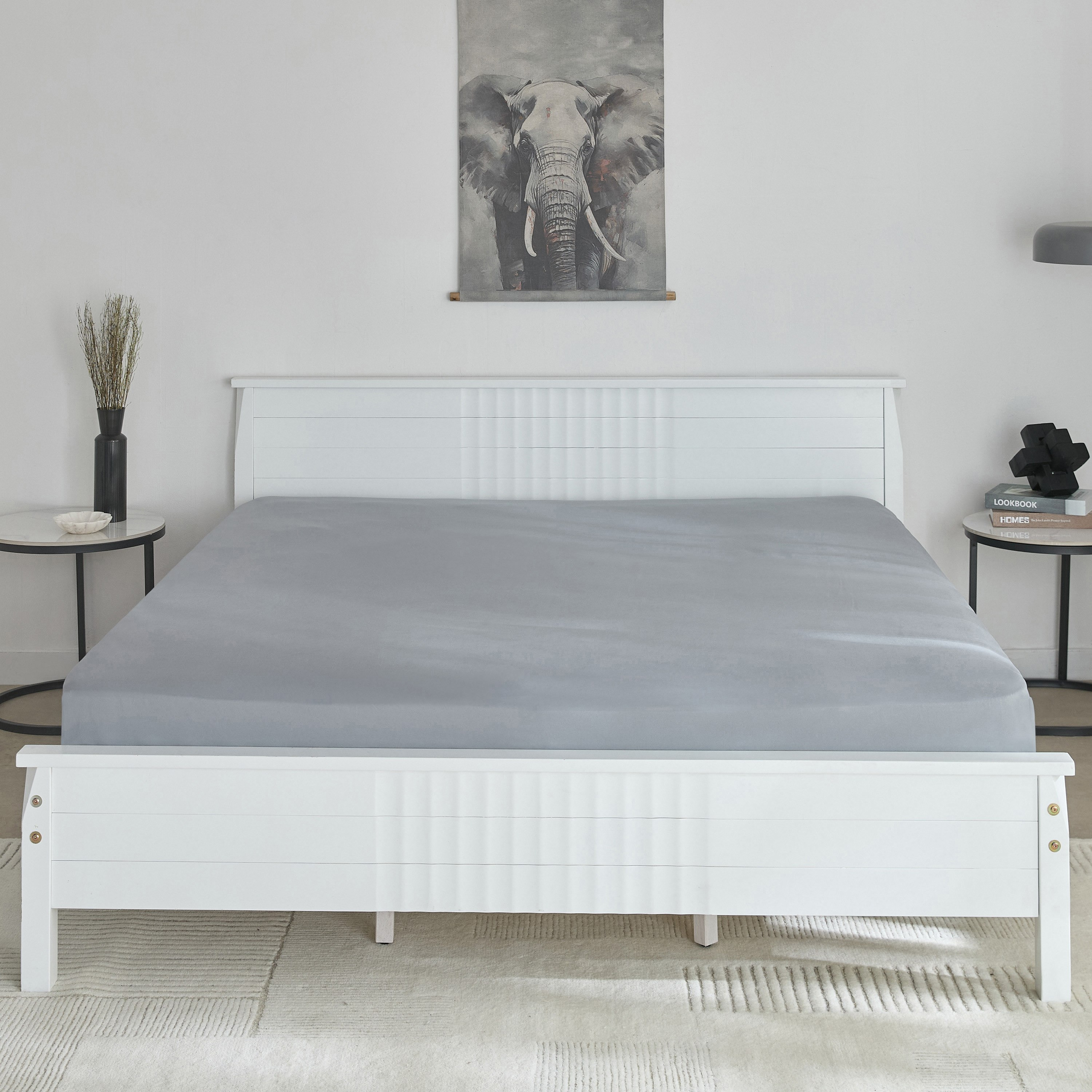 شرشف مطاطي كينج سادة من الألياف الدقيقة من ديربي - 180x200+25 سم-hbxhomeware-hbxbedroom-image-3