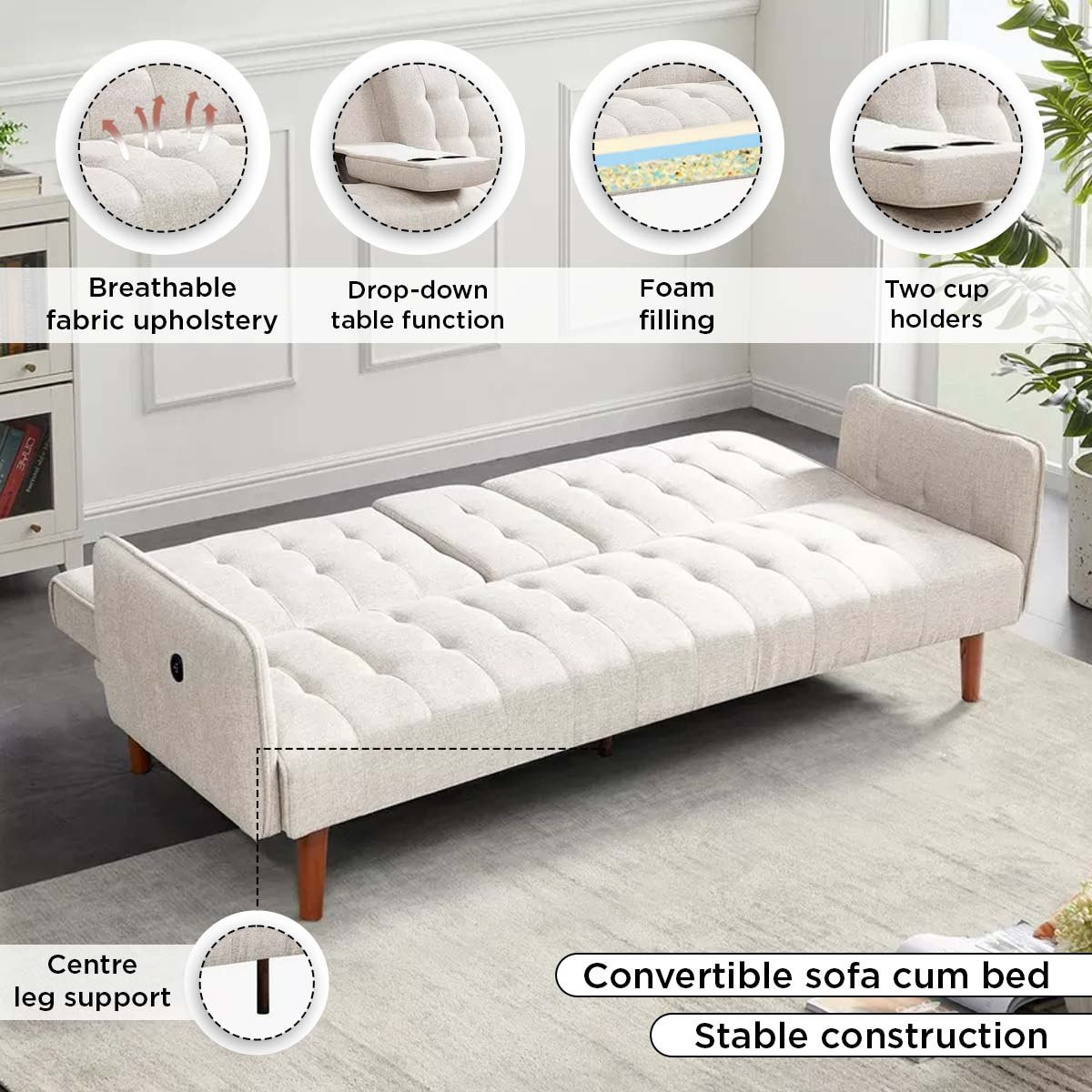 Dublin 3-Seater Fabric Sofa Bed with 2-Cup Holder Dropdown and USB Port-hbxfurniture-sofasandarmchairs-sofabeds-image-11