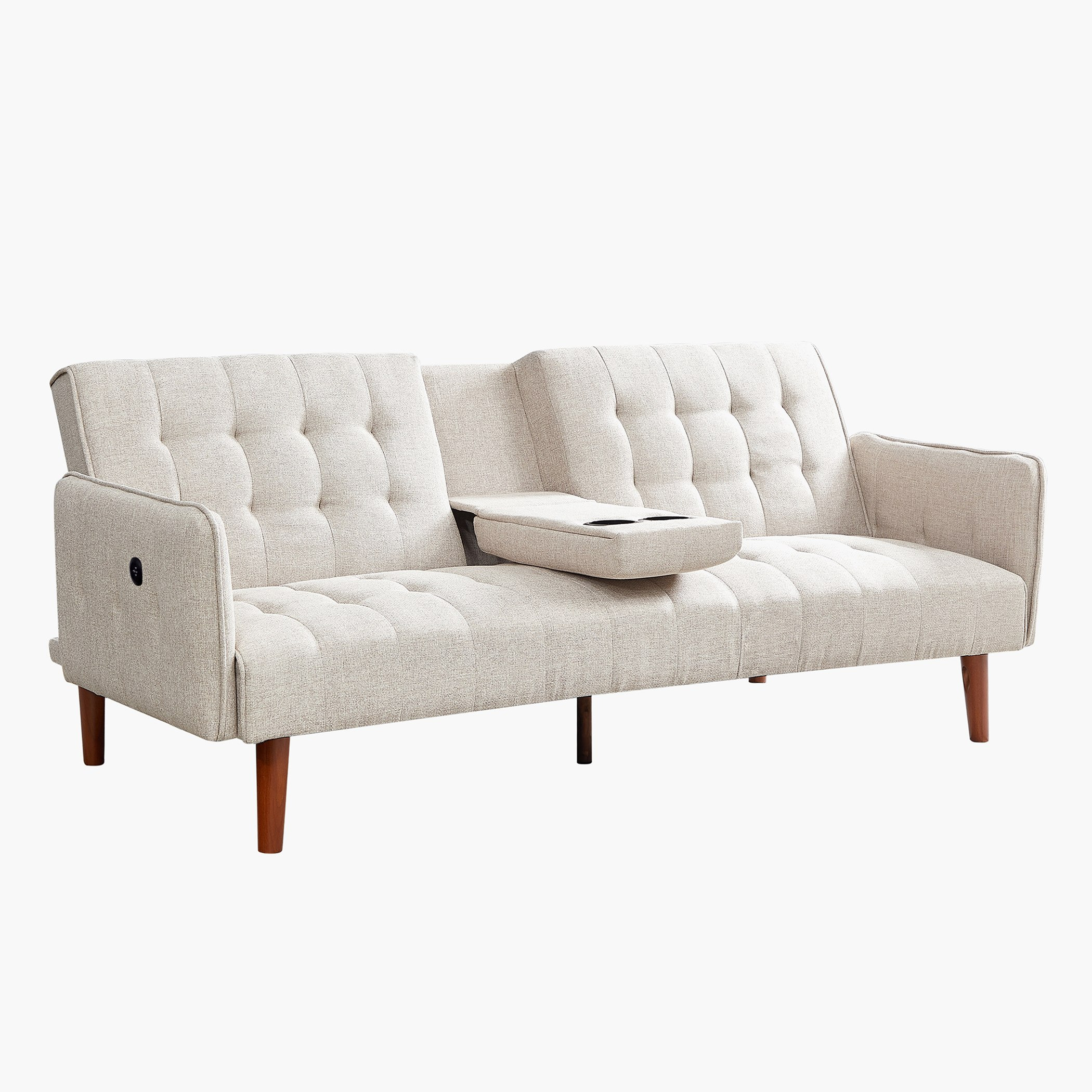Dublin 3-Seater Fabric Sofa Bed with 2-Cup Holder Dropdown and USB Port-hbxfurniture-sofasandarmchairs-sofabeds-image-2