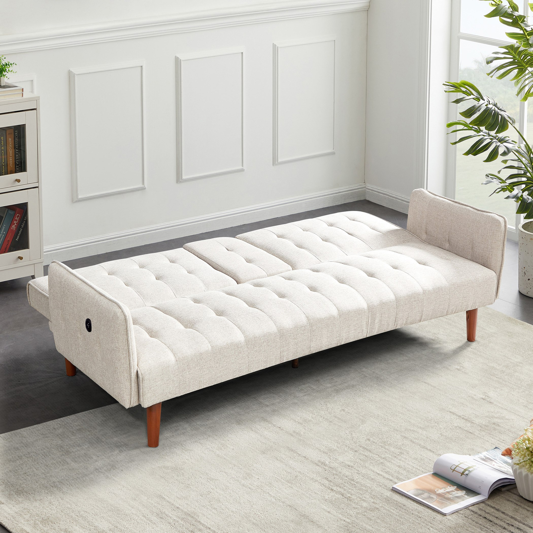 Dublin 3-Seater Fabric Sofa Bed with 2-Cup Holder Dropdown and USB Port-hbxfurniture-sofasandarmchairs-sofabeds-image-3