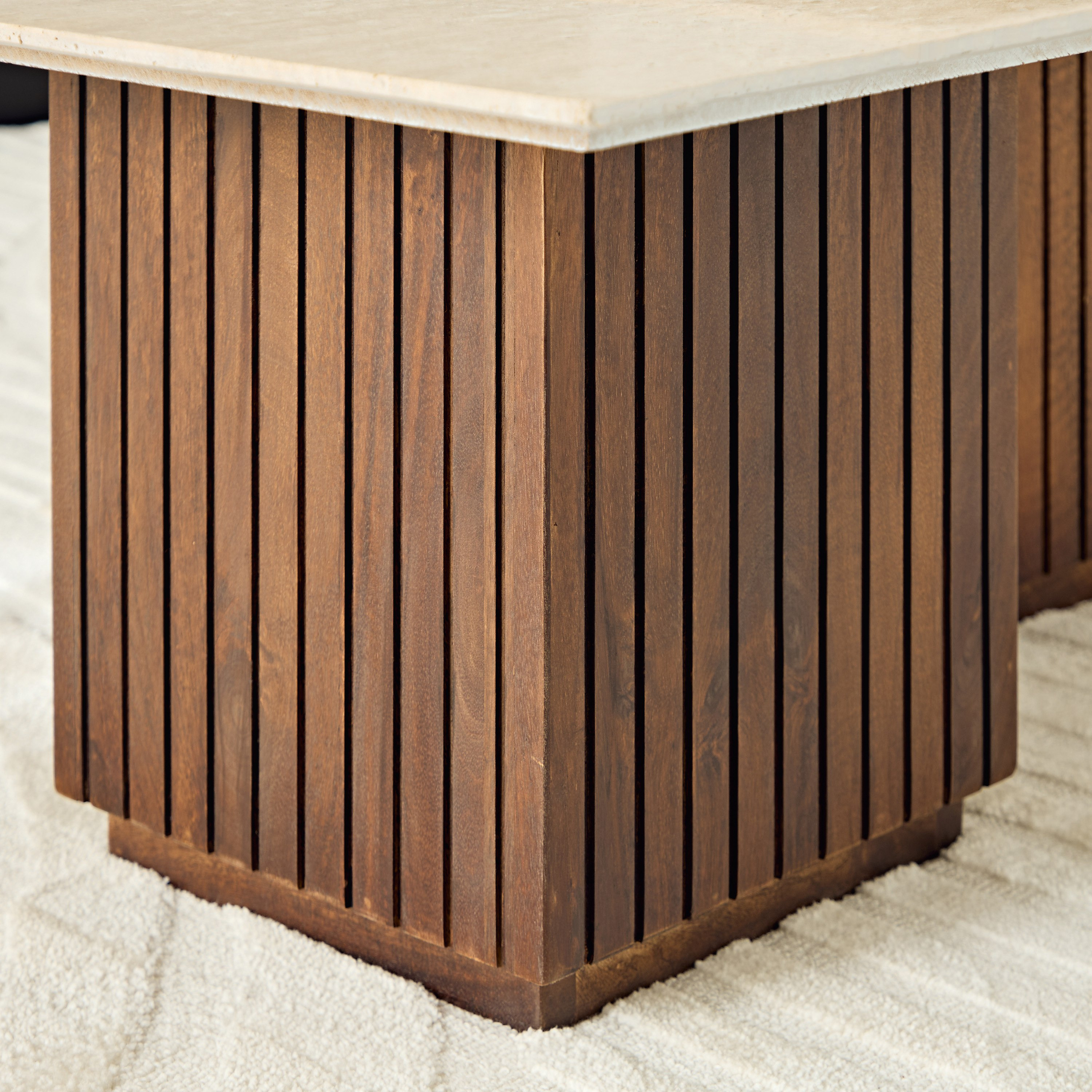 Cavon Fluted 2-Piece Genuine Travertine Top Square Coffee Table with Solid Wood Base Set-PROMO_HB_UAE_THRESHOLD_Furniture_020426-image-3