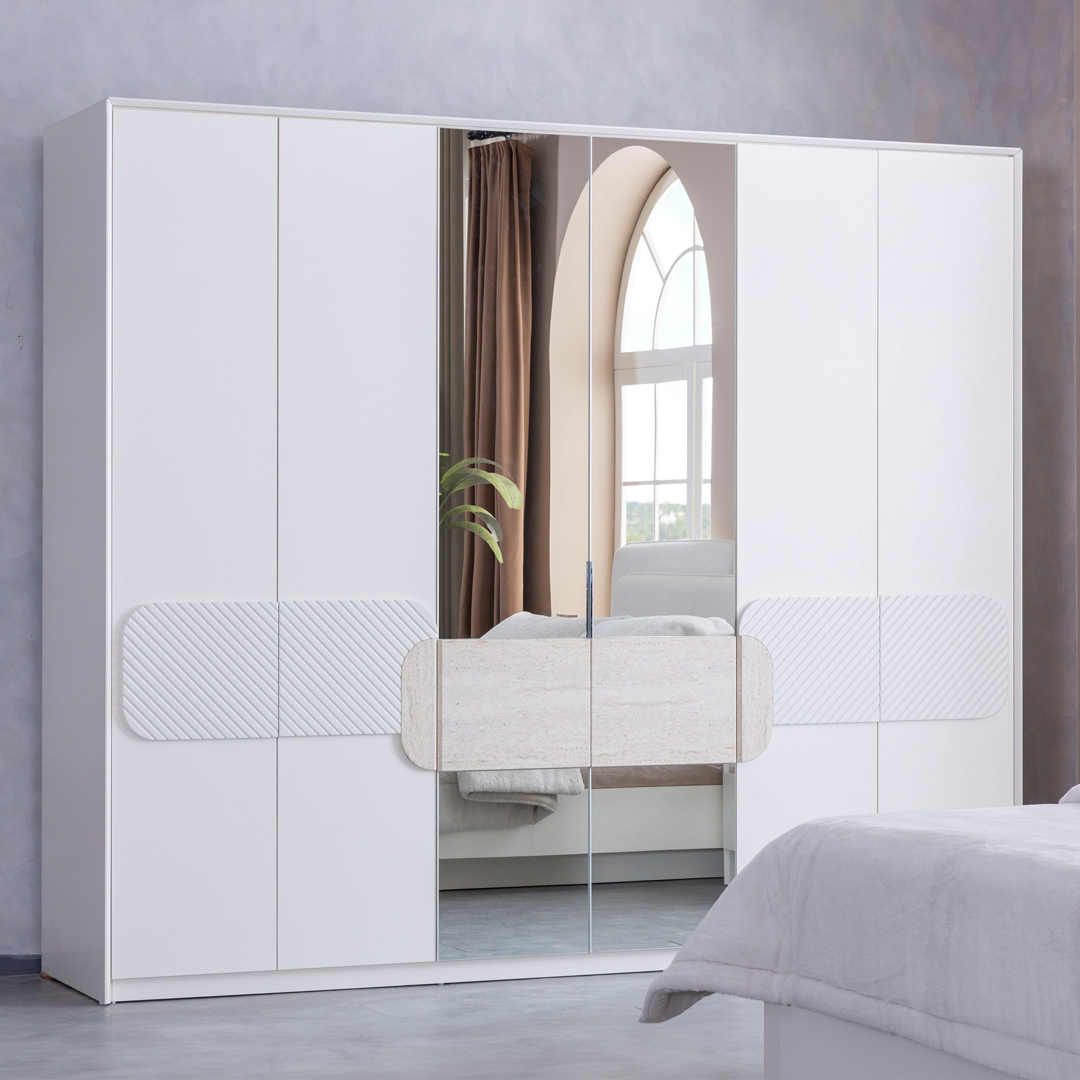 Alfa 6-Door Wardrobe with 2 Drawers and Mirror-PROMO_HB_KSA_HBX10_190925-image-2