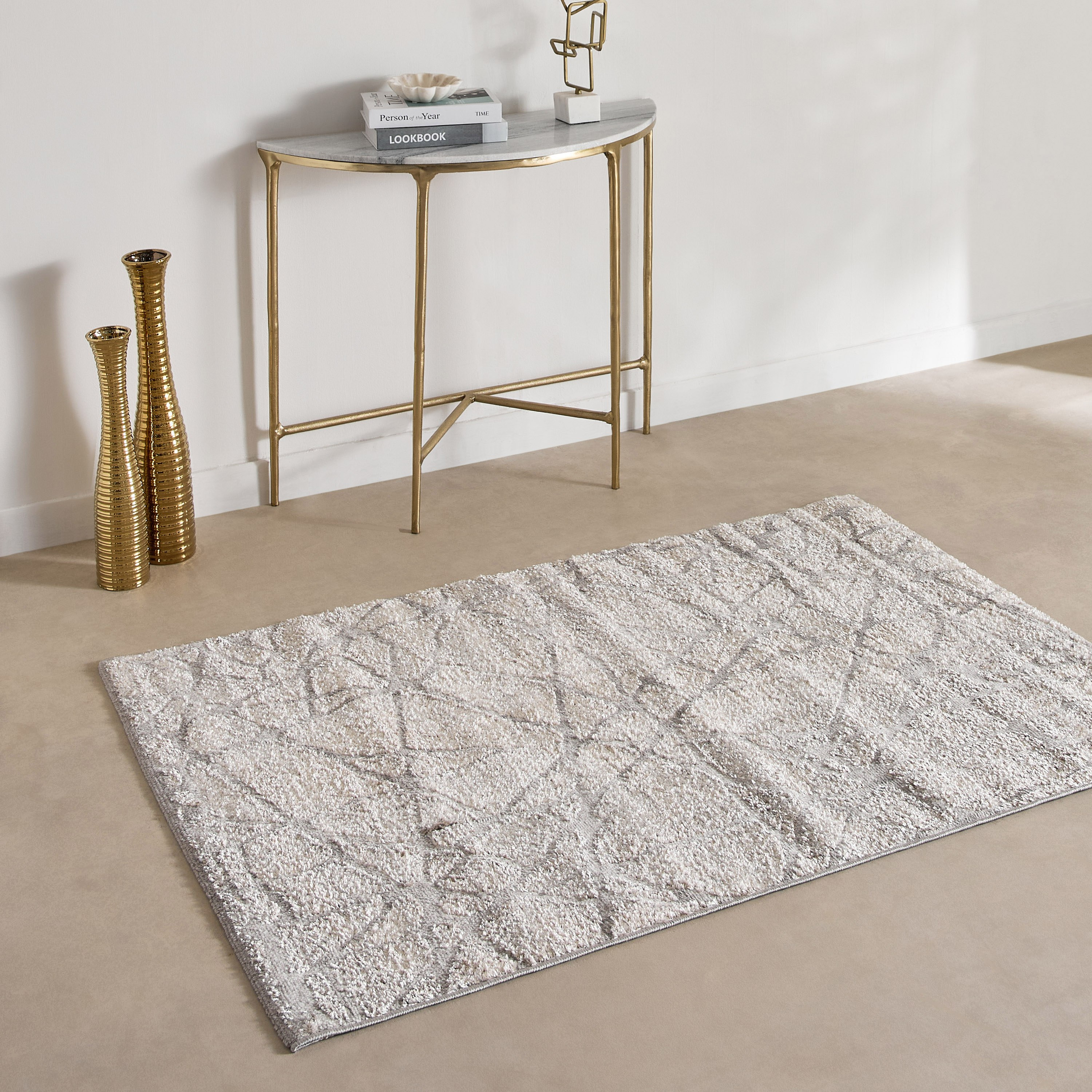 Gloss Shine Stain Resistant Polypropylene Rug - 110x160 cm-hbxdecorandfurnishings-floorcoverings-rugs-image-1