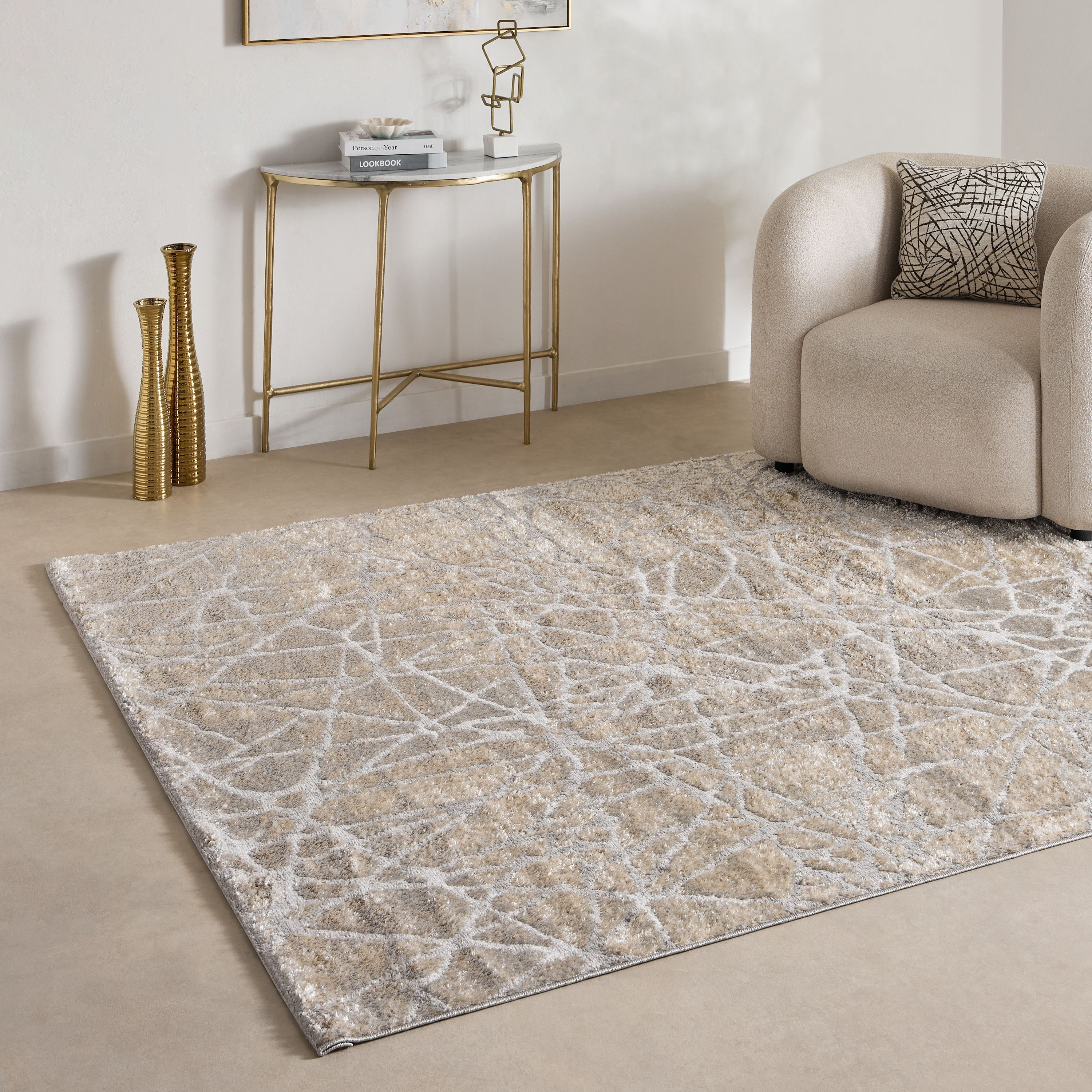Gloss Shine Stain Resistant Polypropylene Rug - 240x350 cm-hbxdecorandfurnishings-floorcoverings-rugs-image-1