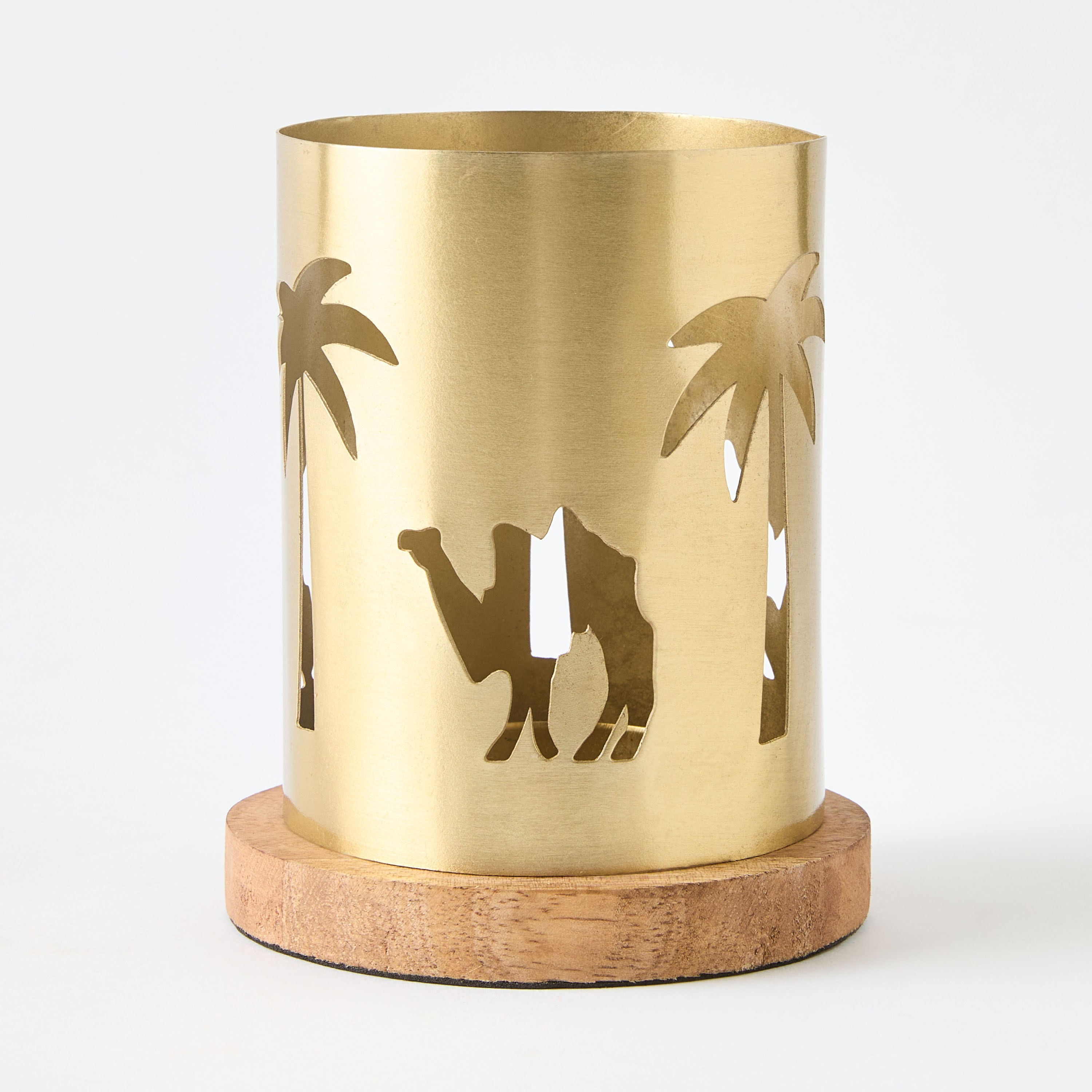 Rayon Meal Camel Cutwork Tealight Holder with Wooden Base - 10.5x10.5x13 cm-hbxlivingroom-decorandaccessories-candleholders-image-6