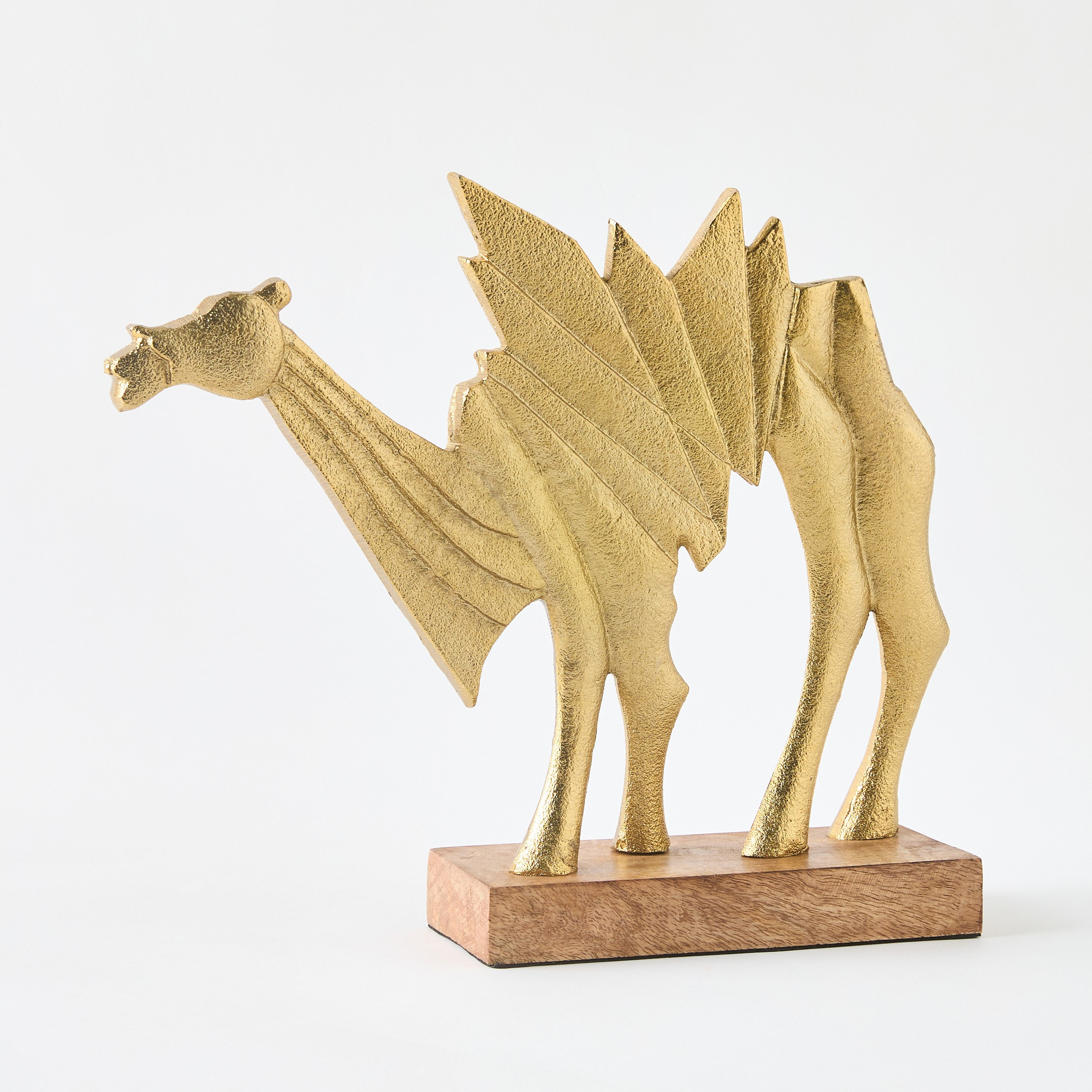 زينة طاولة بتصميم جمل ألومنيوم مع قاعدة خشب من رايون - 31.5x7.5x24 سم-hbxhomeware-homedecor-figurinesandornaments-image-5