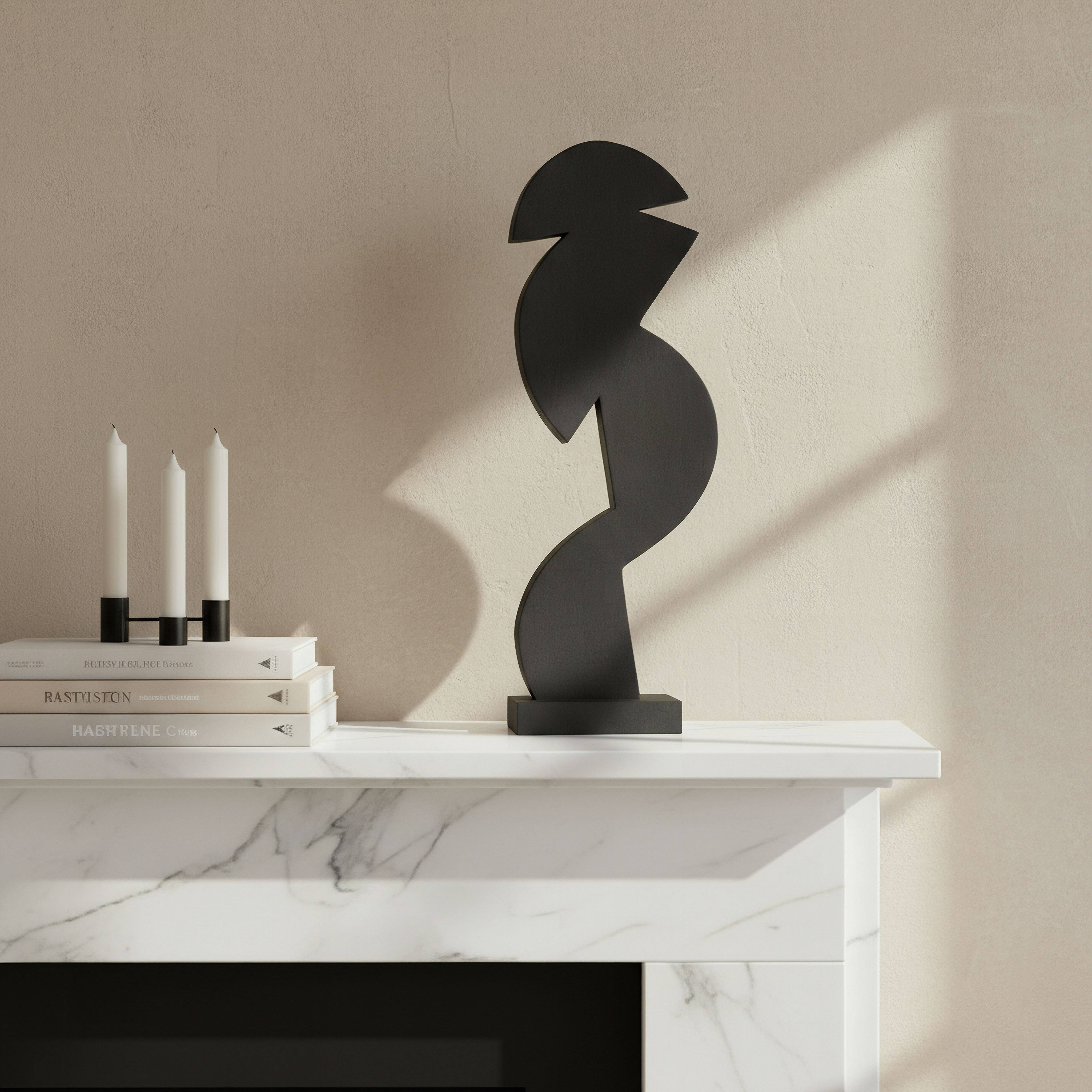 Rayon Wooden Abstract Table Accent with Base - 15.5x7.5x47.5 cm-hbxhomeware-homedecor-figurinesandornaments-image-3