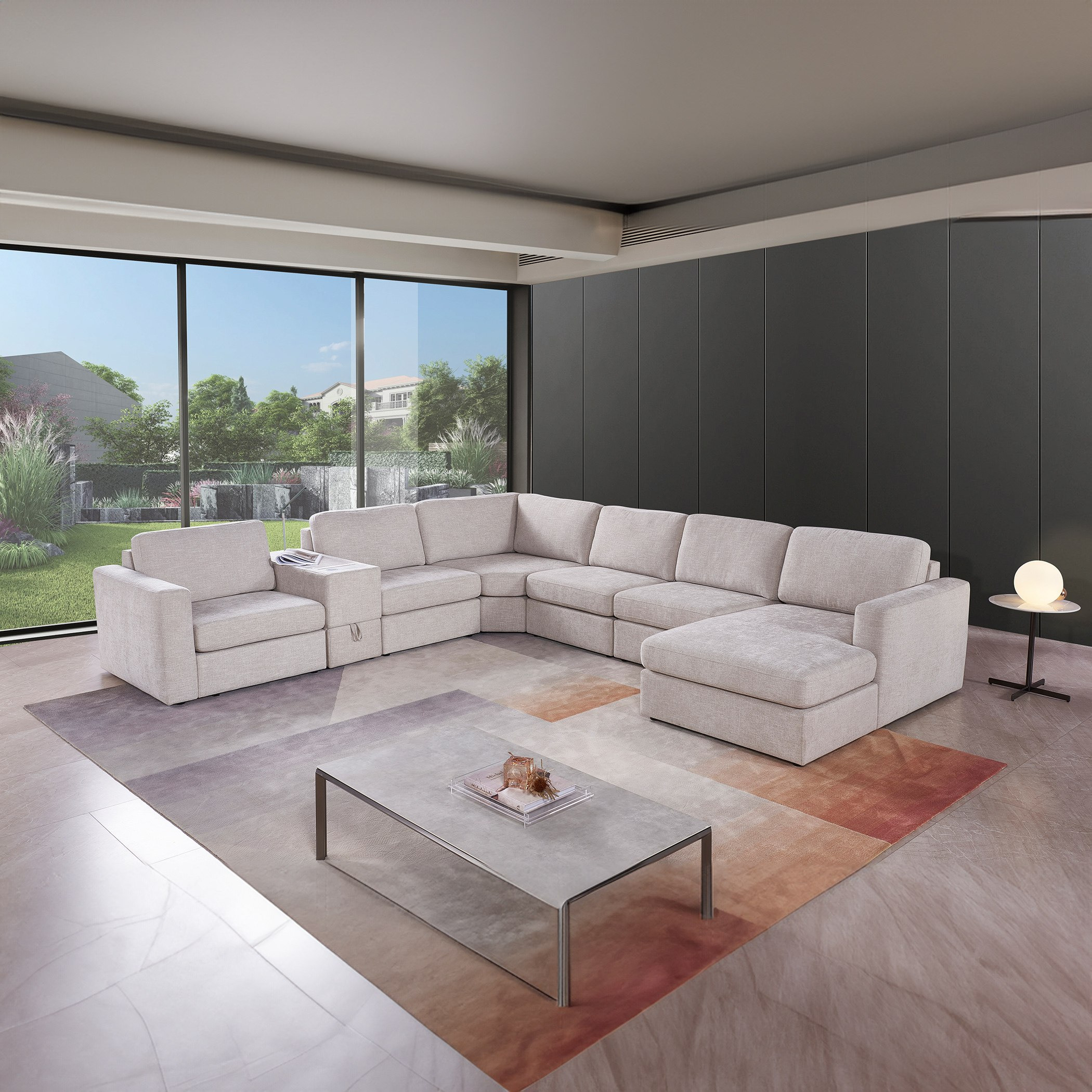 Imodular Fabric Console with Wireless Charger Drawer and Reading Light-hbxlivingroom-sofasandarmchairs-modularsofas-image-5