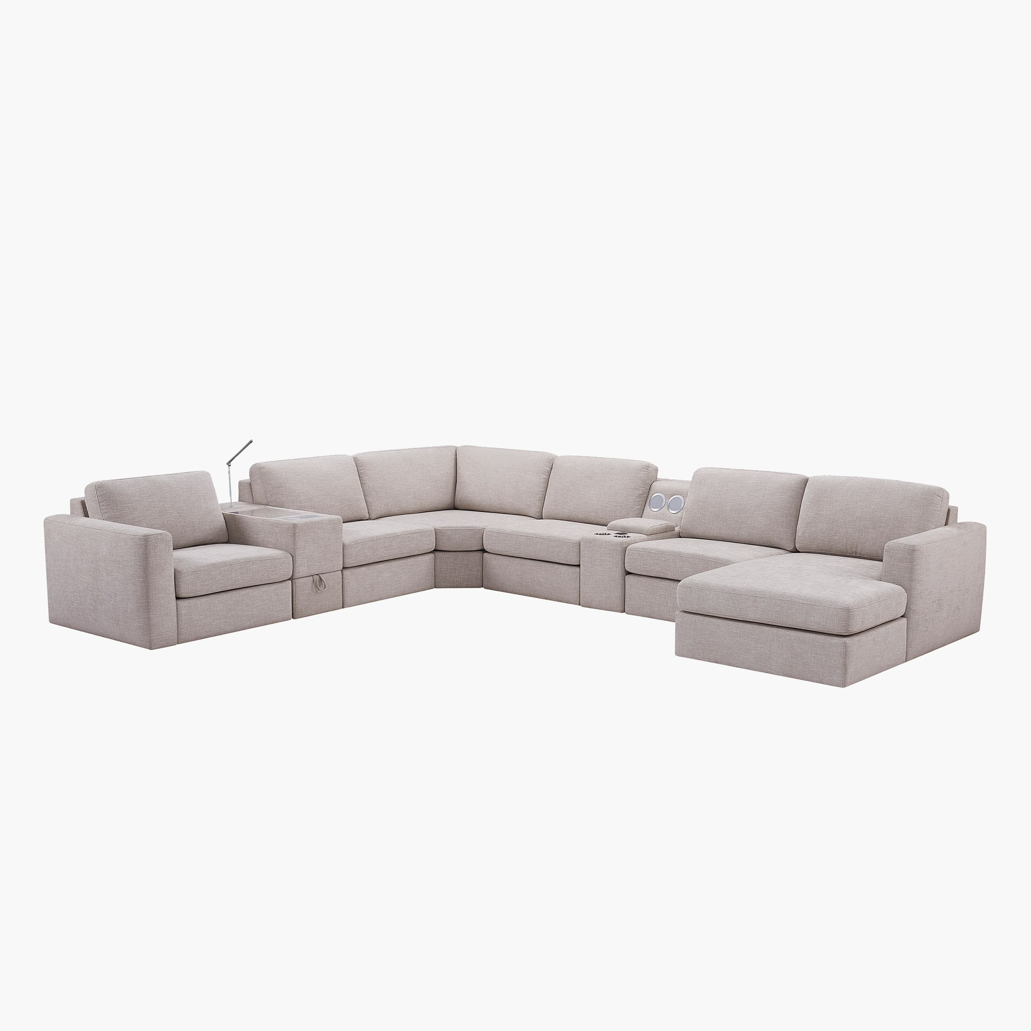 Imodular Fabric Console with Wireless Charger Drawer and Reading Light-hbxlivingroom-sofasandarmchairs-modularsofas-image-2