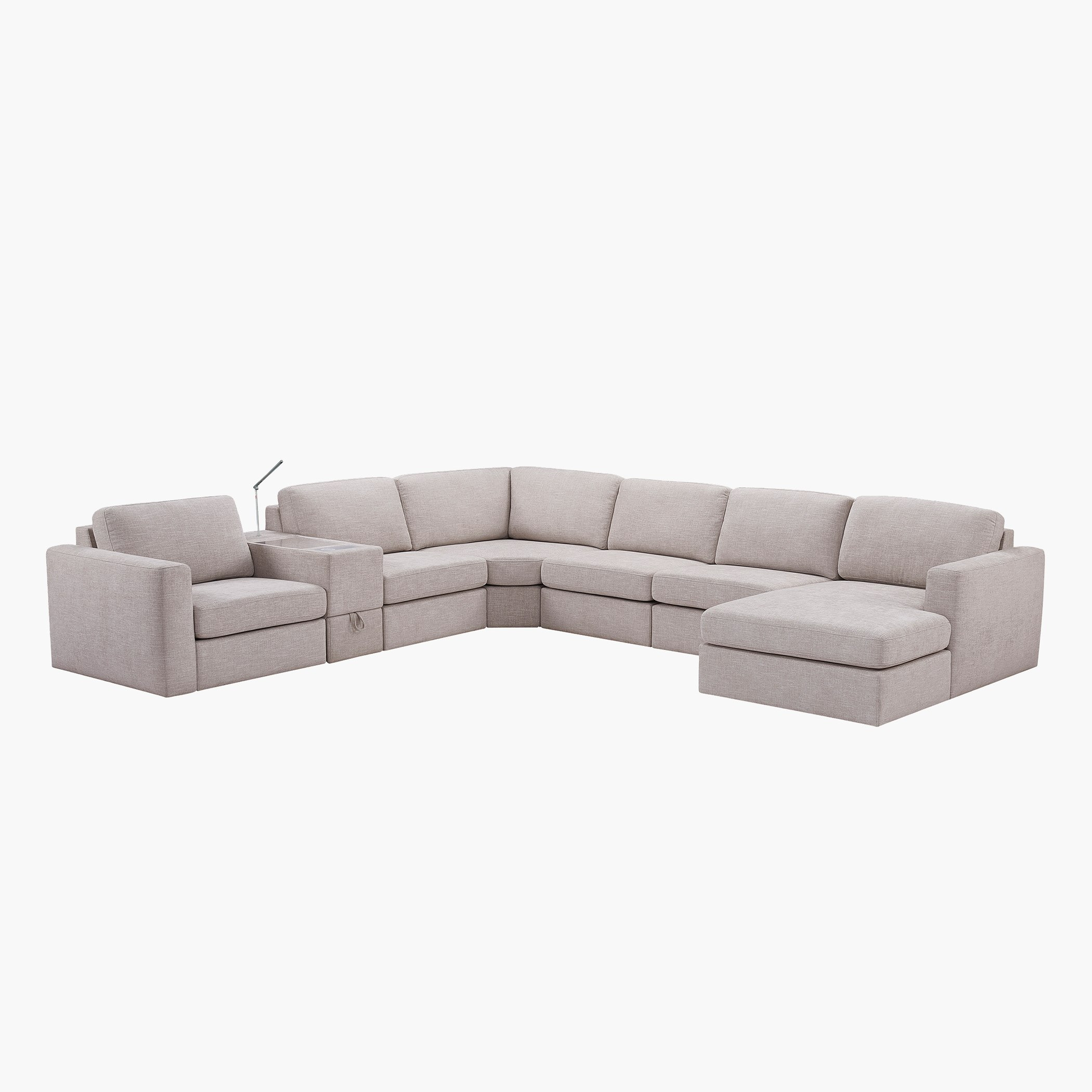 Imodular Fabric Console with Wireless Charger Drawer and Reading Light-hbxlivingroom-sofasandarmchairs-modularsofas-image-3