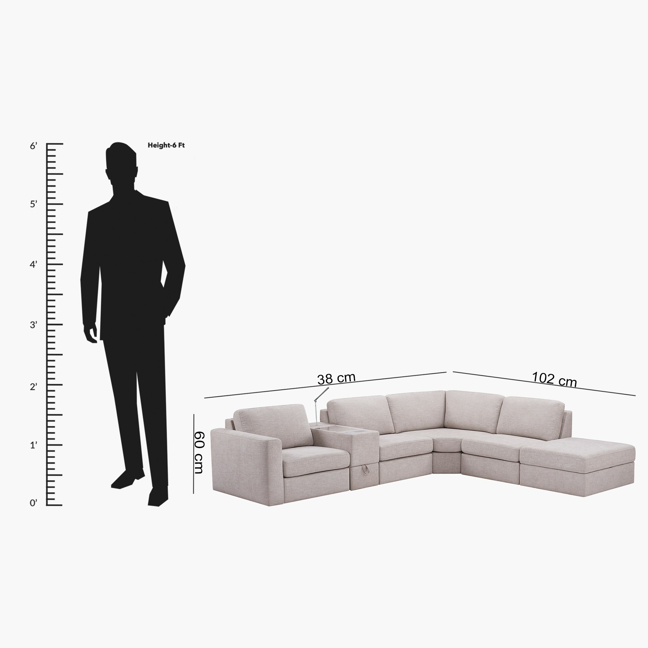 Imodular Fabric Console with Wireless Charger Drawer and Reading Light-hbxlivingroom-sofasandarmchairs-modularsofas-image-8