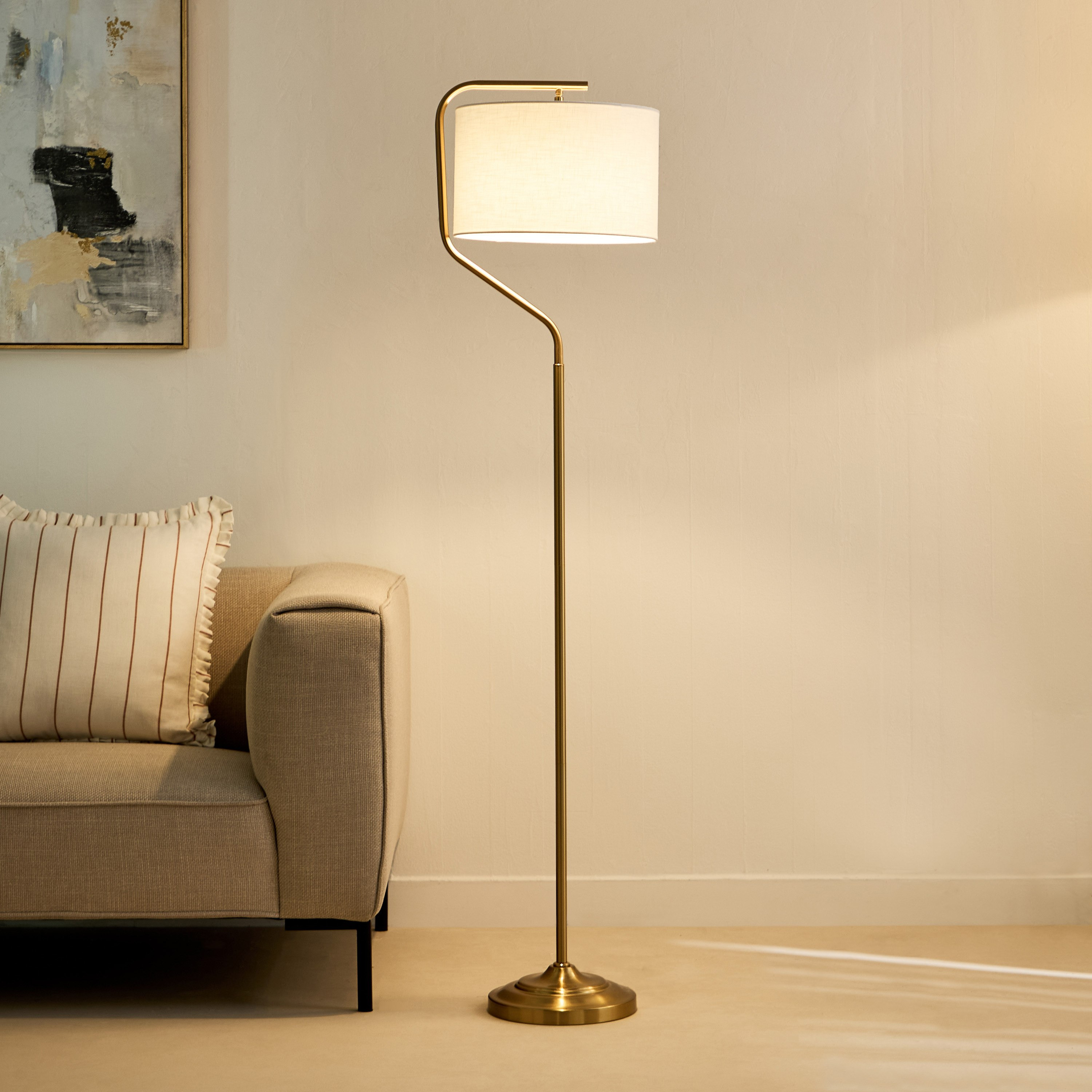 Deme Avala Metal Floor Lamp with Linen Shade - 162 cm-hbxhomeware-hbxlivingroom-image-2