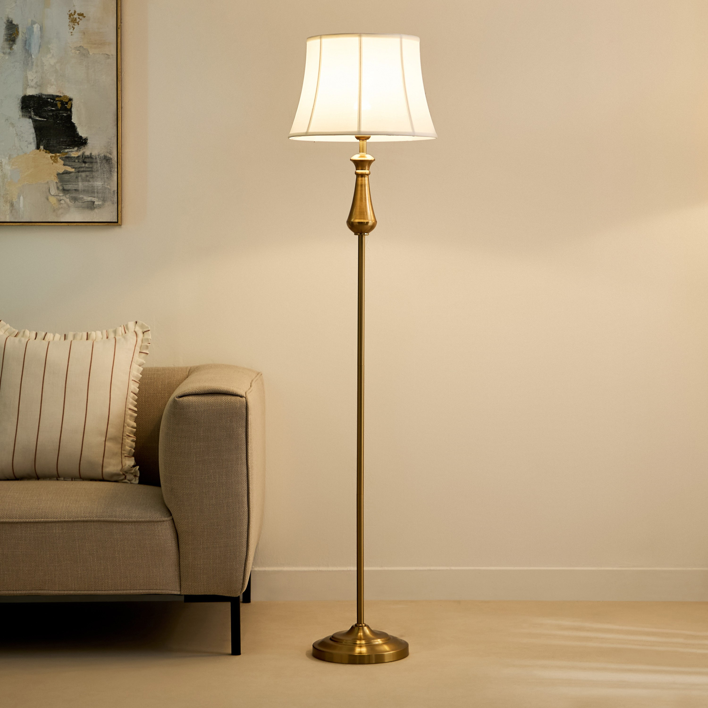 مصباح أرضية معدني بغطاء كتان جريم من ديمي - 167 سم-hbxhomeware-hbxlivingroom-image-2
