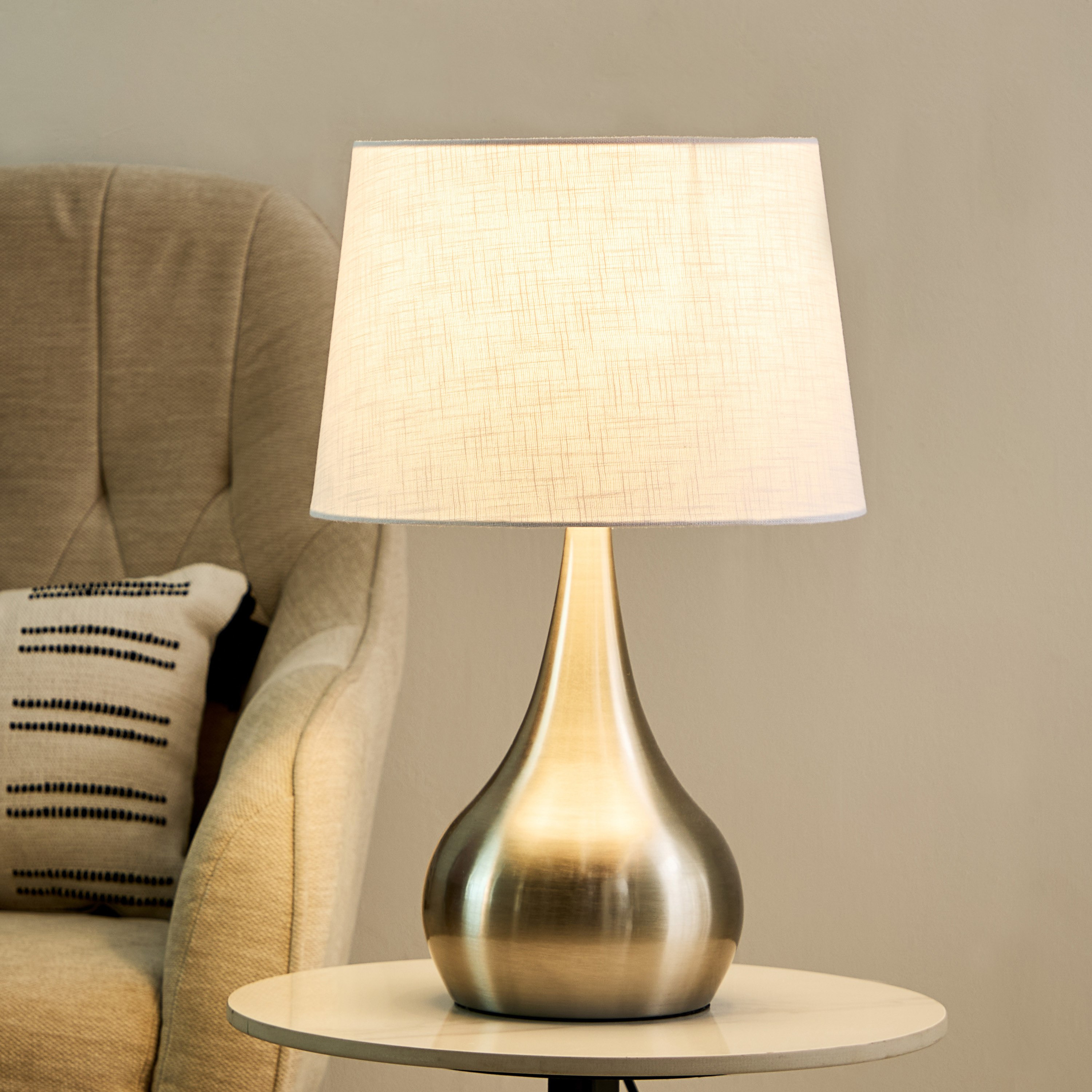 Antark Metal Table Lamp with Linen Shade - 30x48 cm-hbxbedroom-lighting-tablelamps-image-2