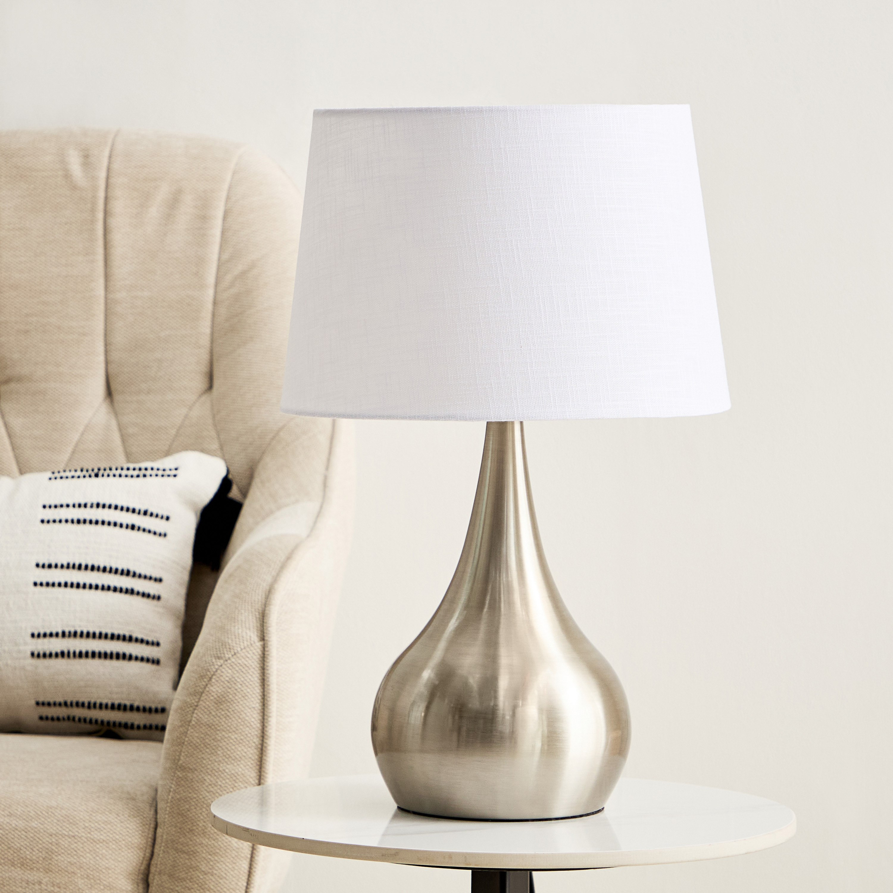 Antark Metal Table Lamp with Linen Shade - 30x48 cm-hbxbedroom-lighting-tablelamps-image-1