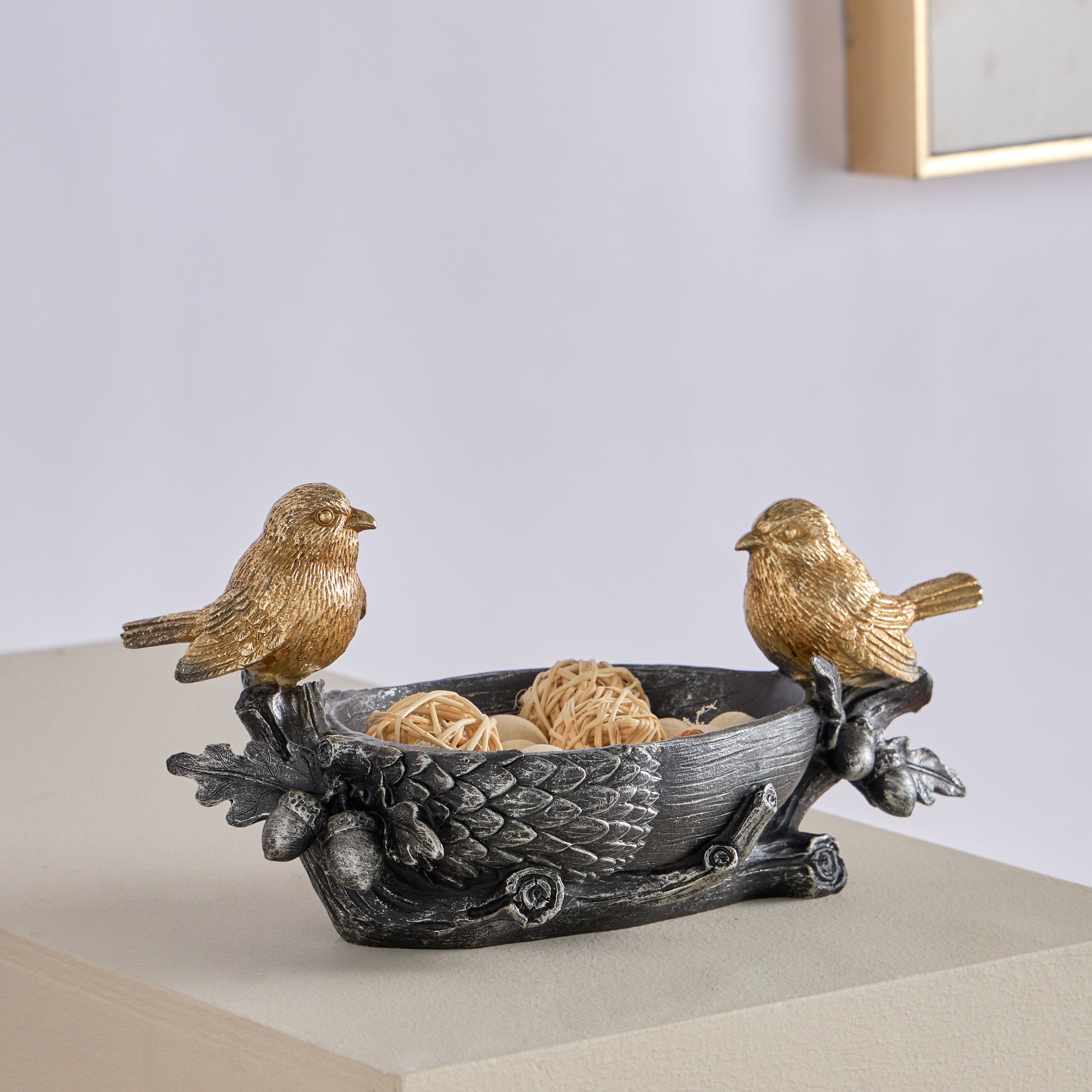 Wren Polyresin Bird Decorative Platter - 29x15x14 cm-PROMO_HB_AE_B1G1_250925-image-1