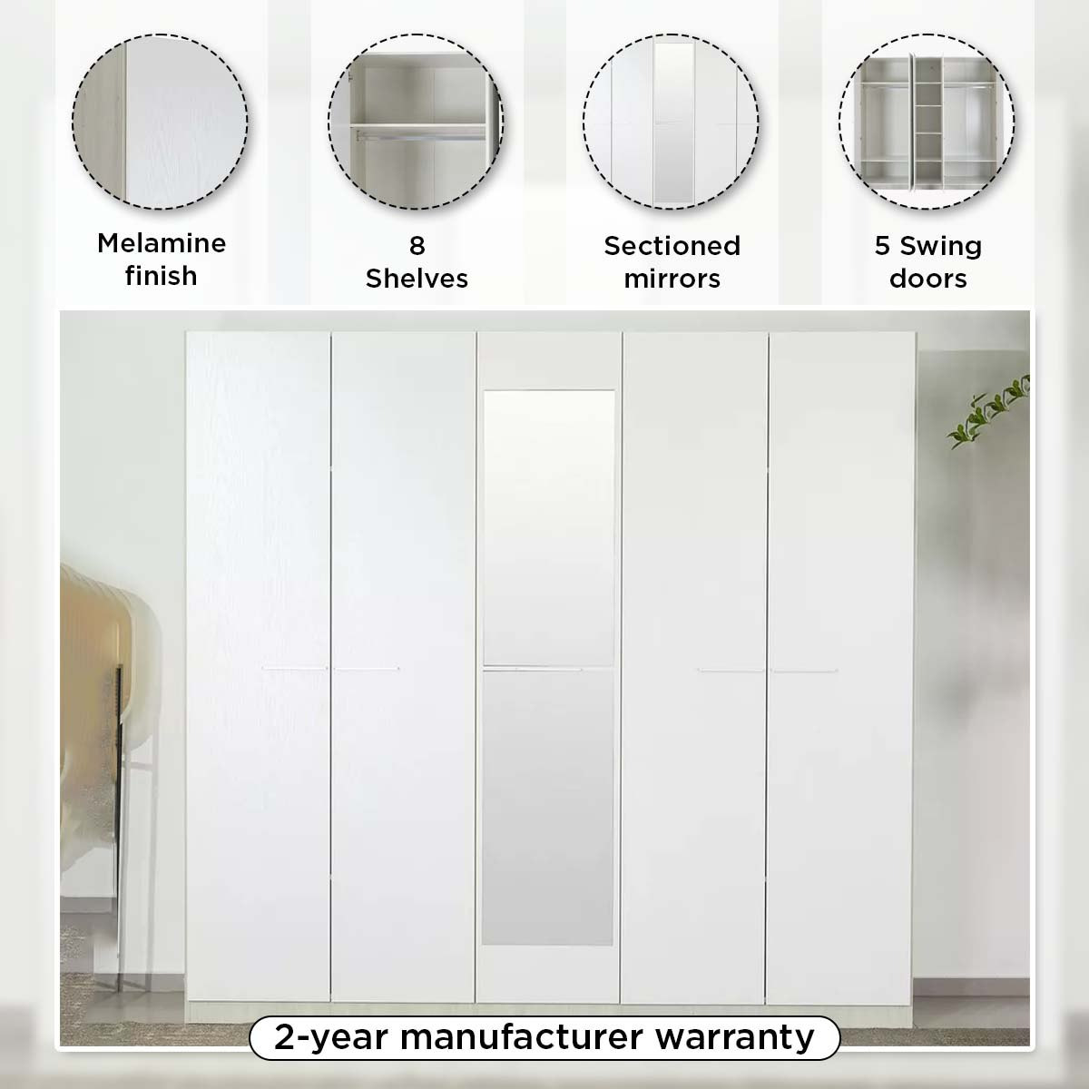 خزانة ملابس 5 أبواب بمرآة من فييستا-hbxfurniture-wardrobes-image-10