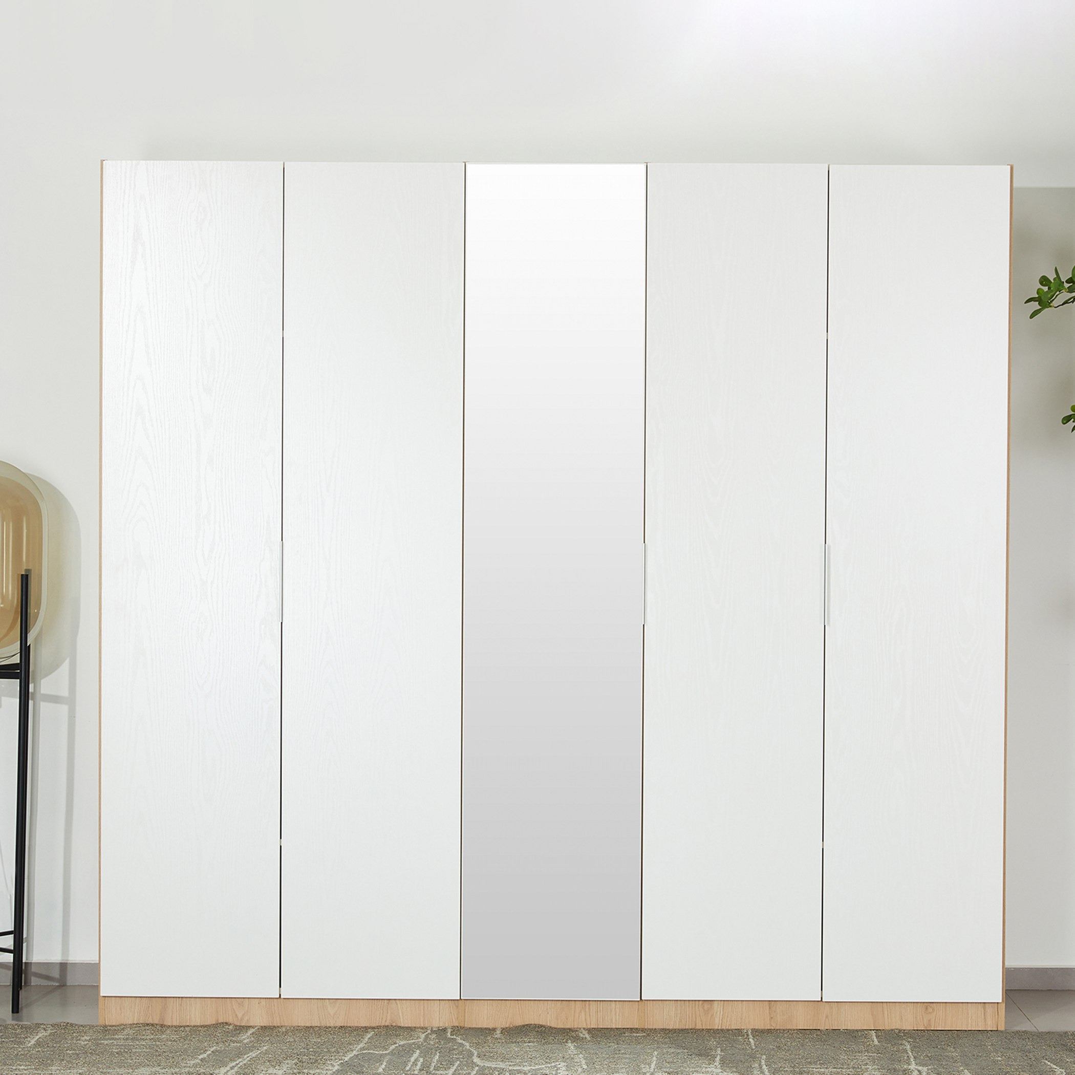 خزانة ملابس بـ5 أبواب ومرآة كاملة من ميلان-hbxfurniture-wardrobes-image-1
