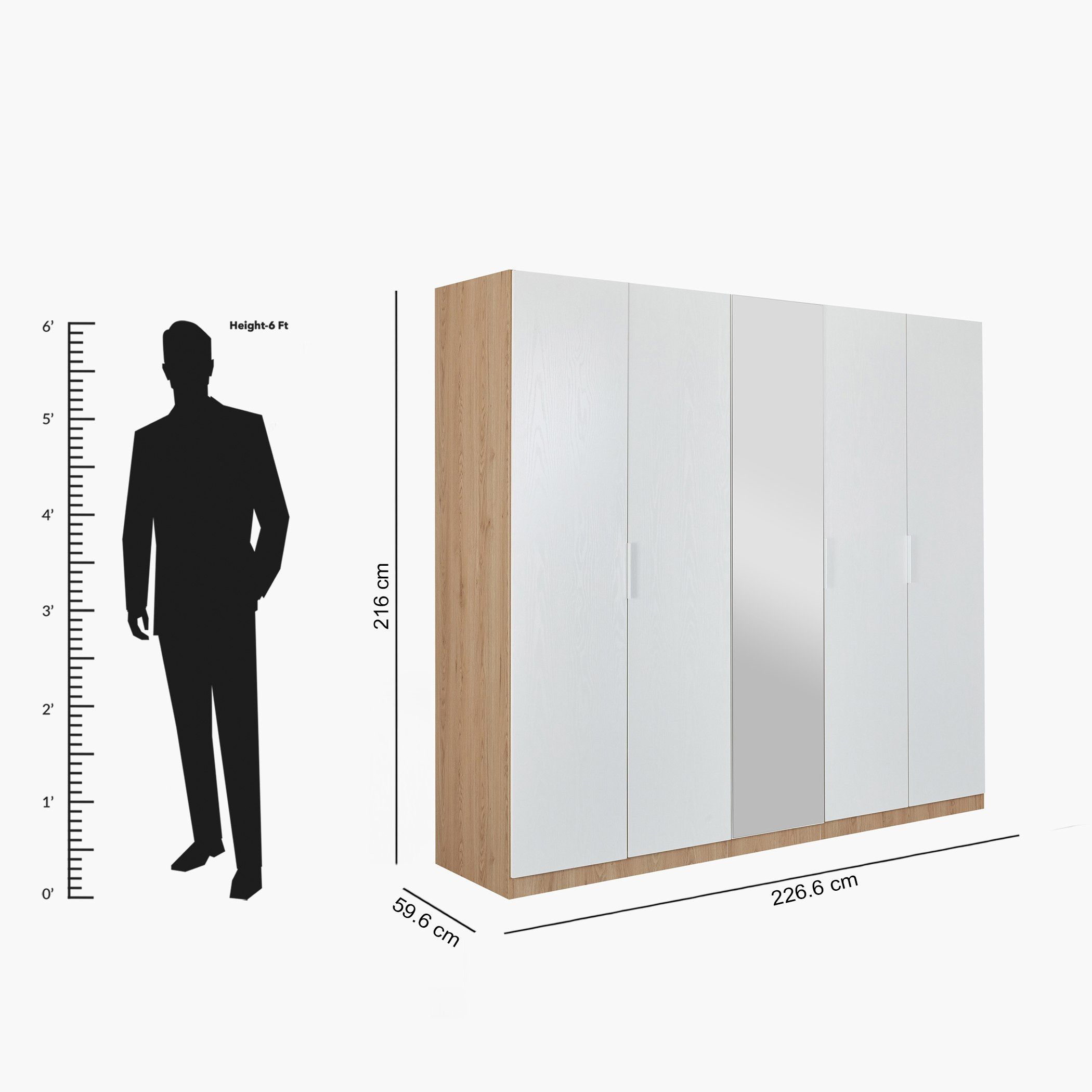 خزانة ملابس بـ5 أبواب ومرآة كاملة من ميلان-hbxfurniture-wardrobes-image-8
