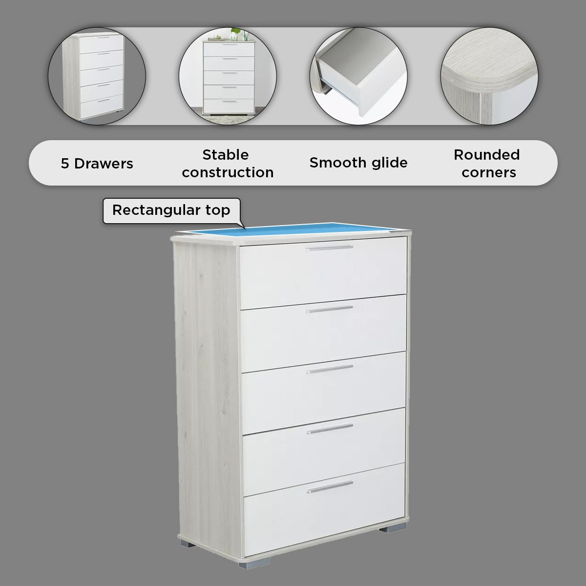 Fiesta Chest of 5-Drawers-hbxfurniture-dressersandchests-chestofdrawers-image-5