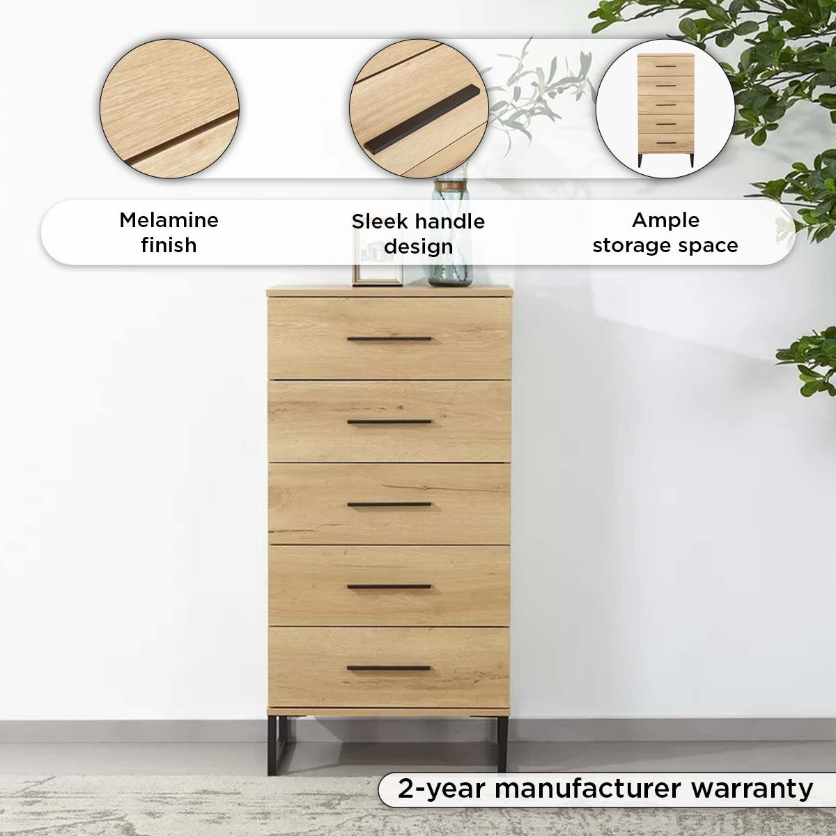 وحدة تخزين 5 أدراج من أوربان-hbxfurniture-dressersandchests-chestofdrawers-image-8