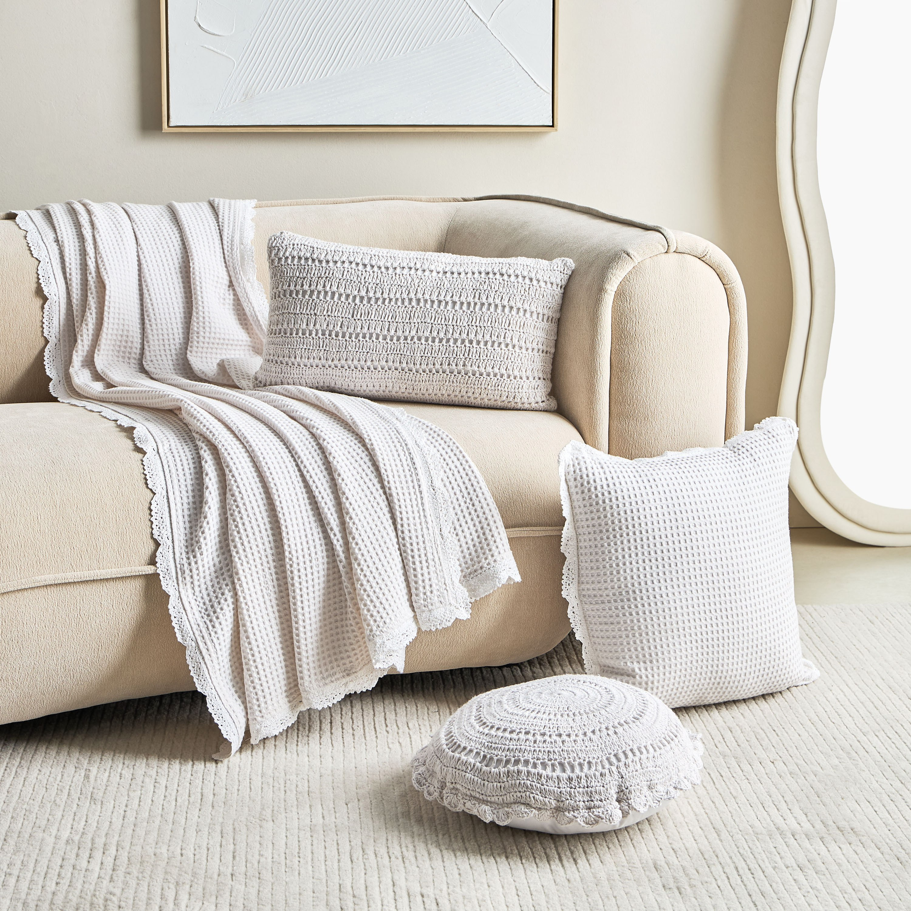 White Haven Velin Croatia Stripe Round Filled Cushion - 40 cm-hbxhomeware-hbxbedroom-image-4