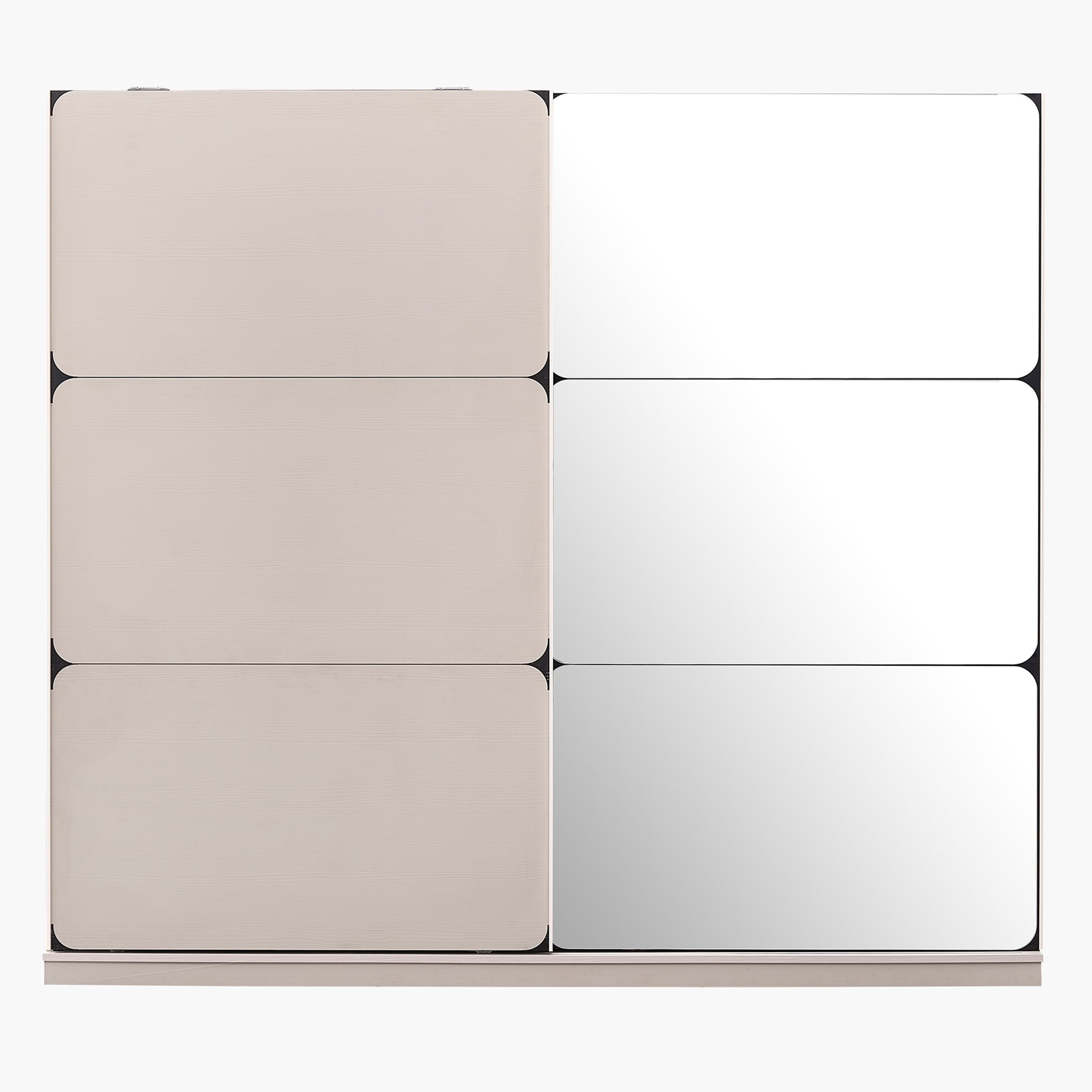 Pomza Sliding Door Wardrobe with 2 Drawers and Mirror-hbxfurniture-wardrobes-image-3