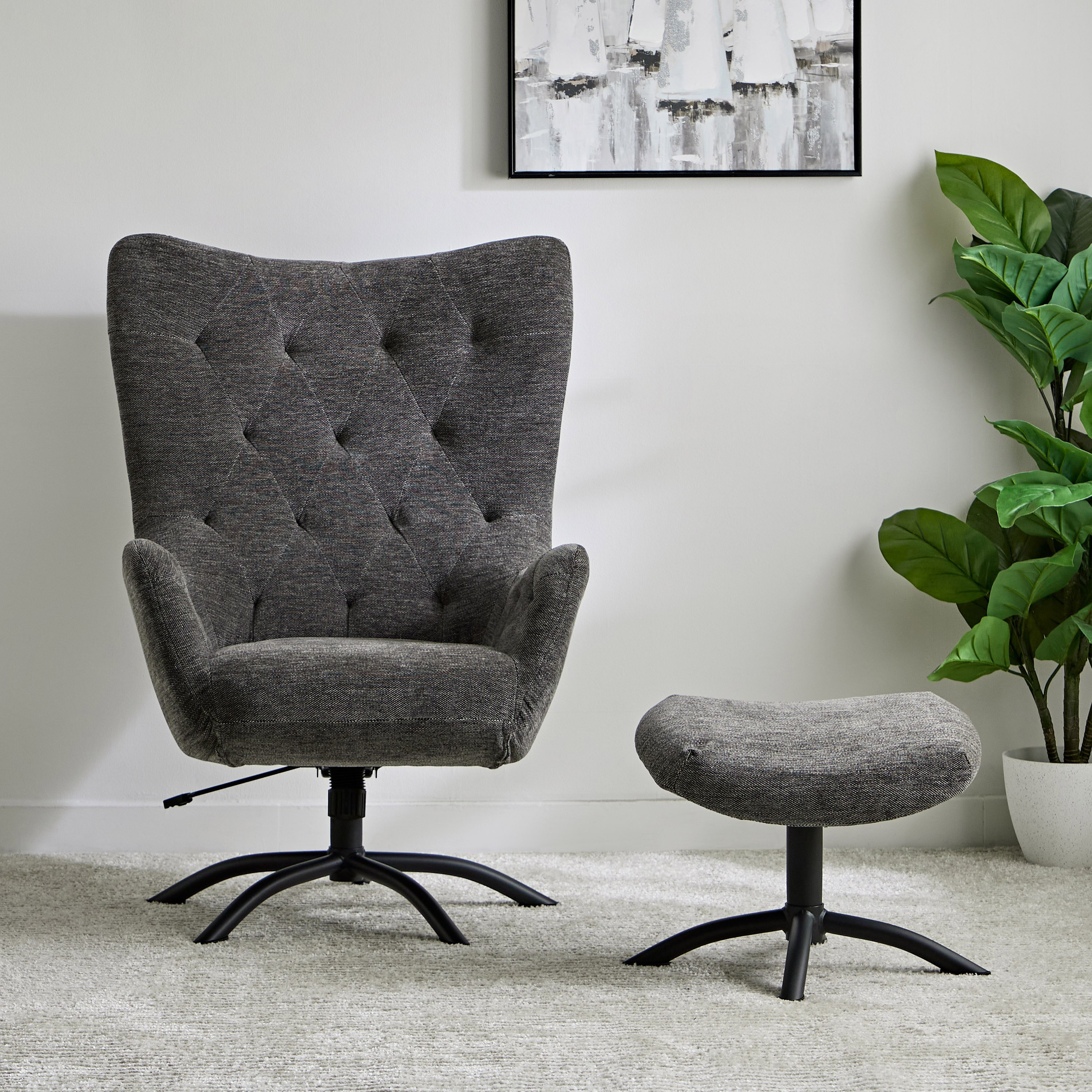 Calin Fabric Accent Chair with Swivel and Supporting Foot Stool-hbxlivingroom-sofasandarmchairs-easychairs-image-2