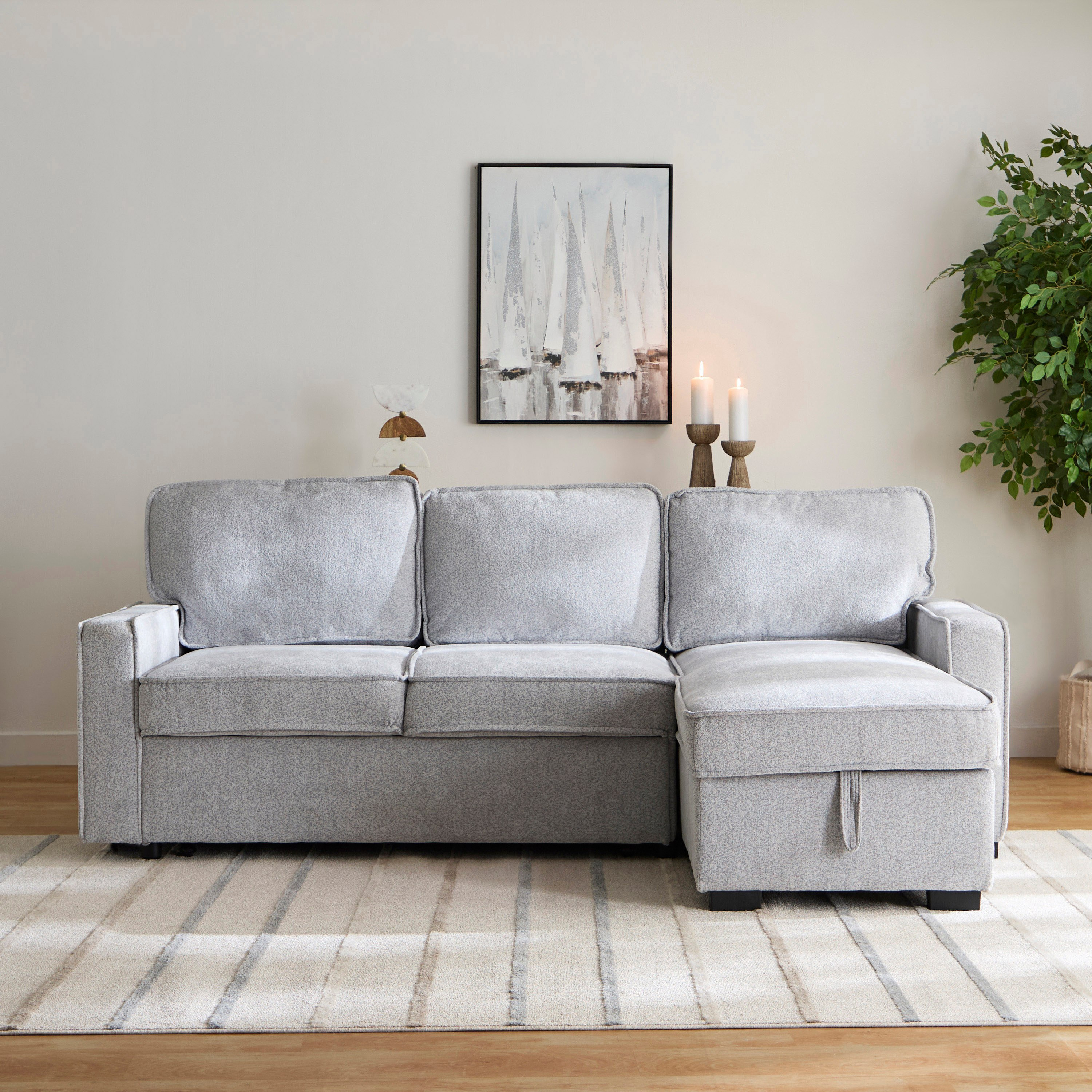 Oslo 3-Seater Reversible Storage Fabric Corner Sofa Bed with 2-Cupholder Dropdown and USB-hbxfurniture-sofasandarmchairs-sofabeds-image-3
