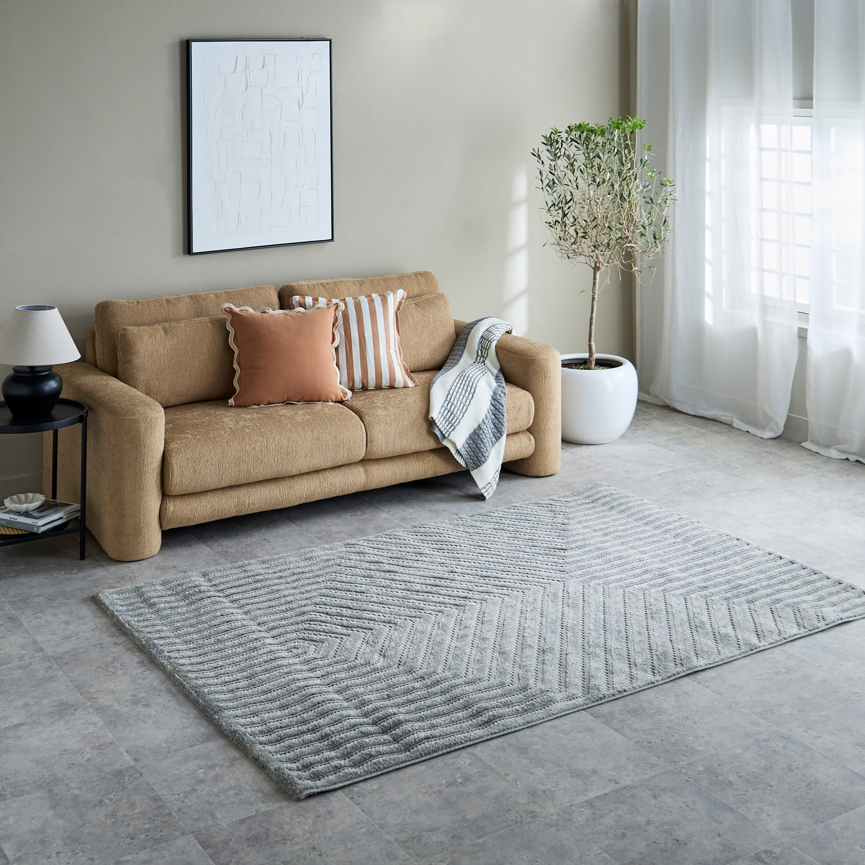 Ciara Ashen Anti Skid Polypropylene Rug- 160x230 cm-hbxdecorandfurnishings-floorcoverings-rugs-image-1
