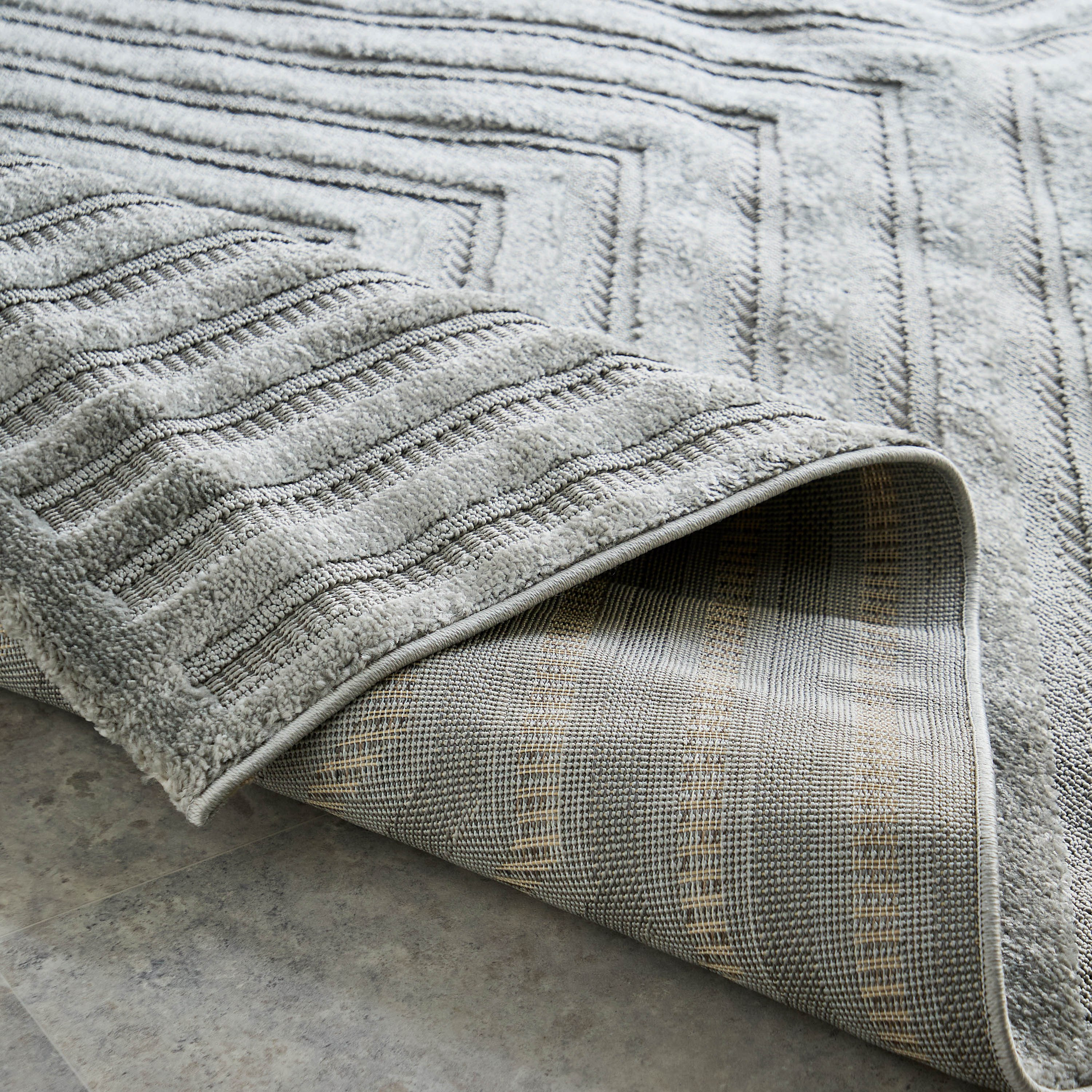 Ciara Ashen Anti Skid Polypropylene Rug - 200x300 cm-hbxdecorandfurnishings-floorcoverings-rugs-image-4
