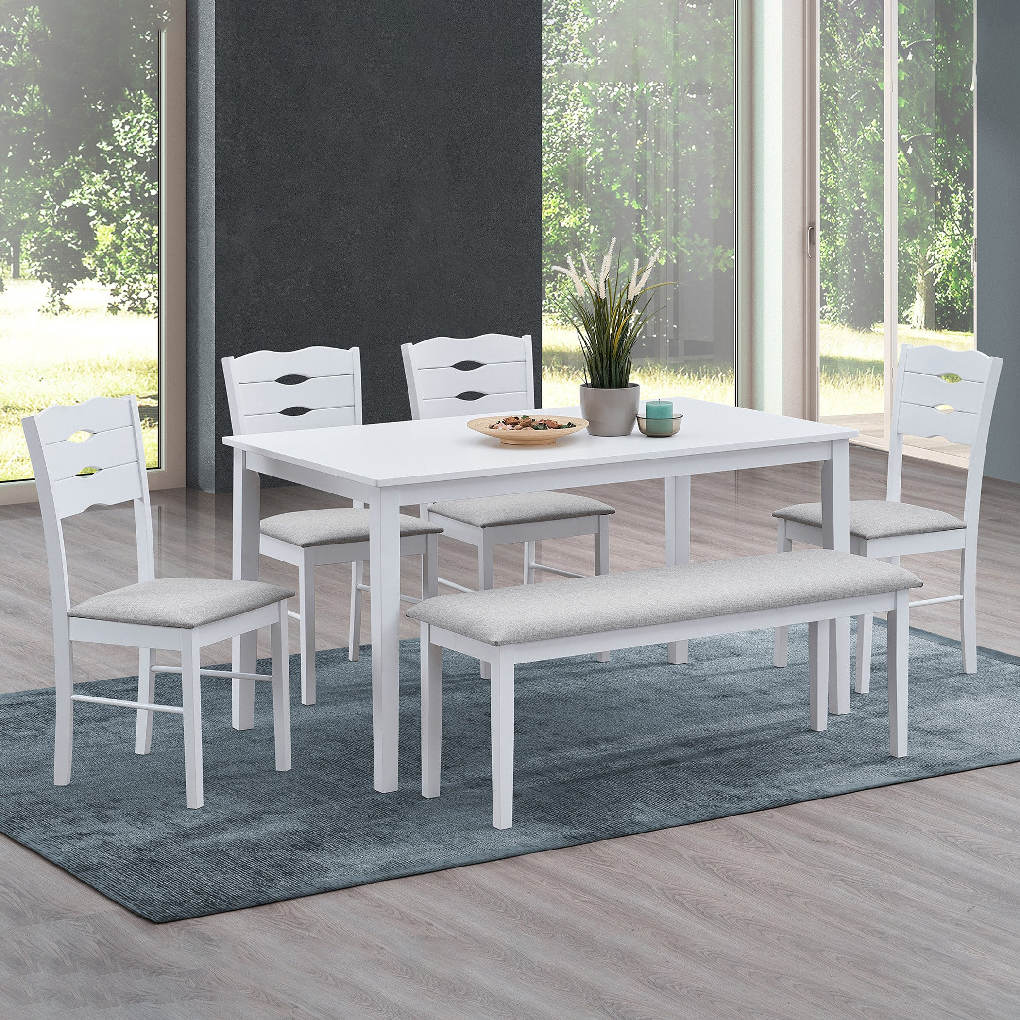 طقم سفرة 6 مقاعد مع مقعد بنش من بلجيكا-hbxfurniture-diningtablesandsets-diningsets-sixseater-image-1