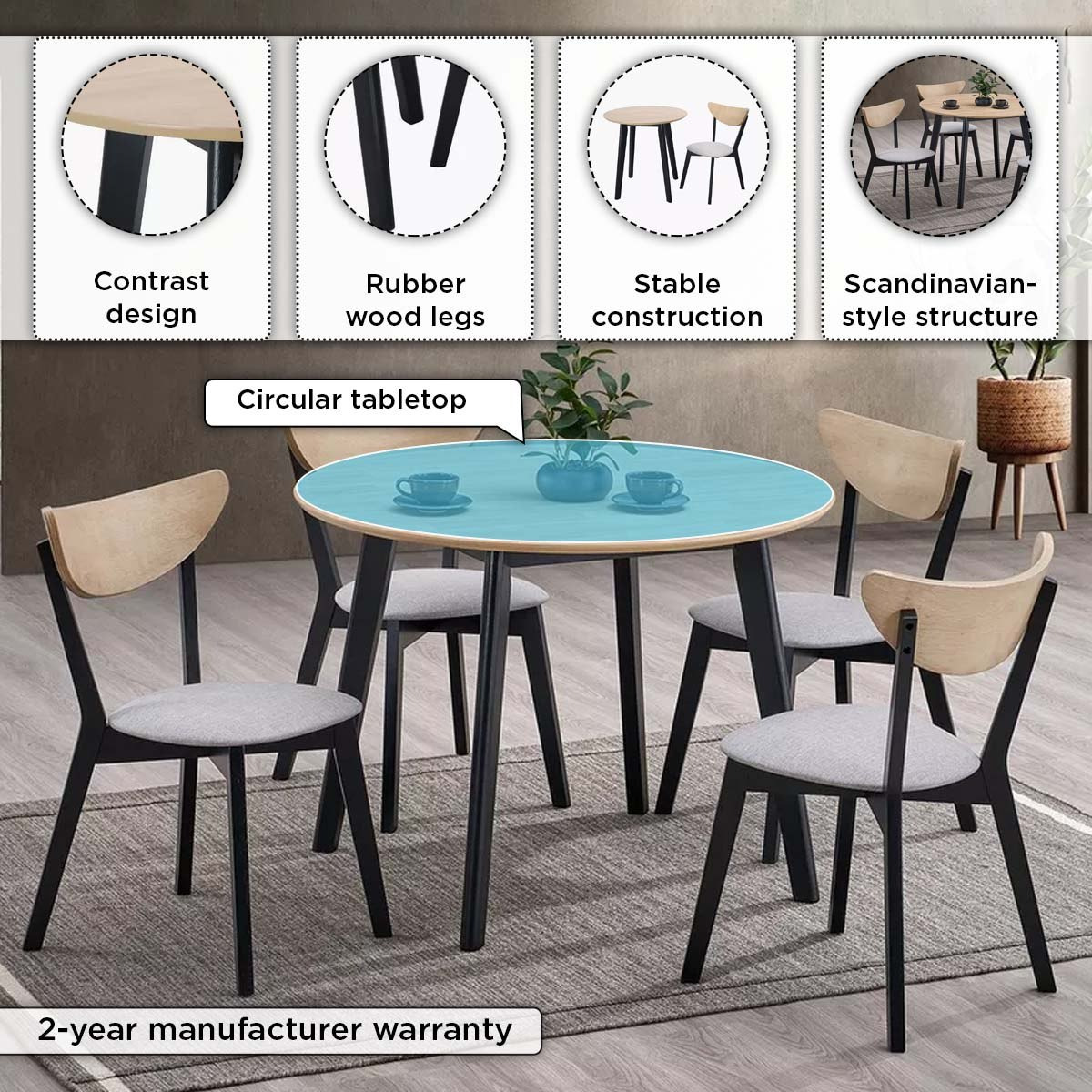 طقم سفرة مستديرة ب4 مقاعد من كاميرون-hbxdiningroom-diningtablesandsets-diningsets-fourseater-image-7