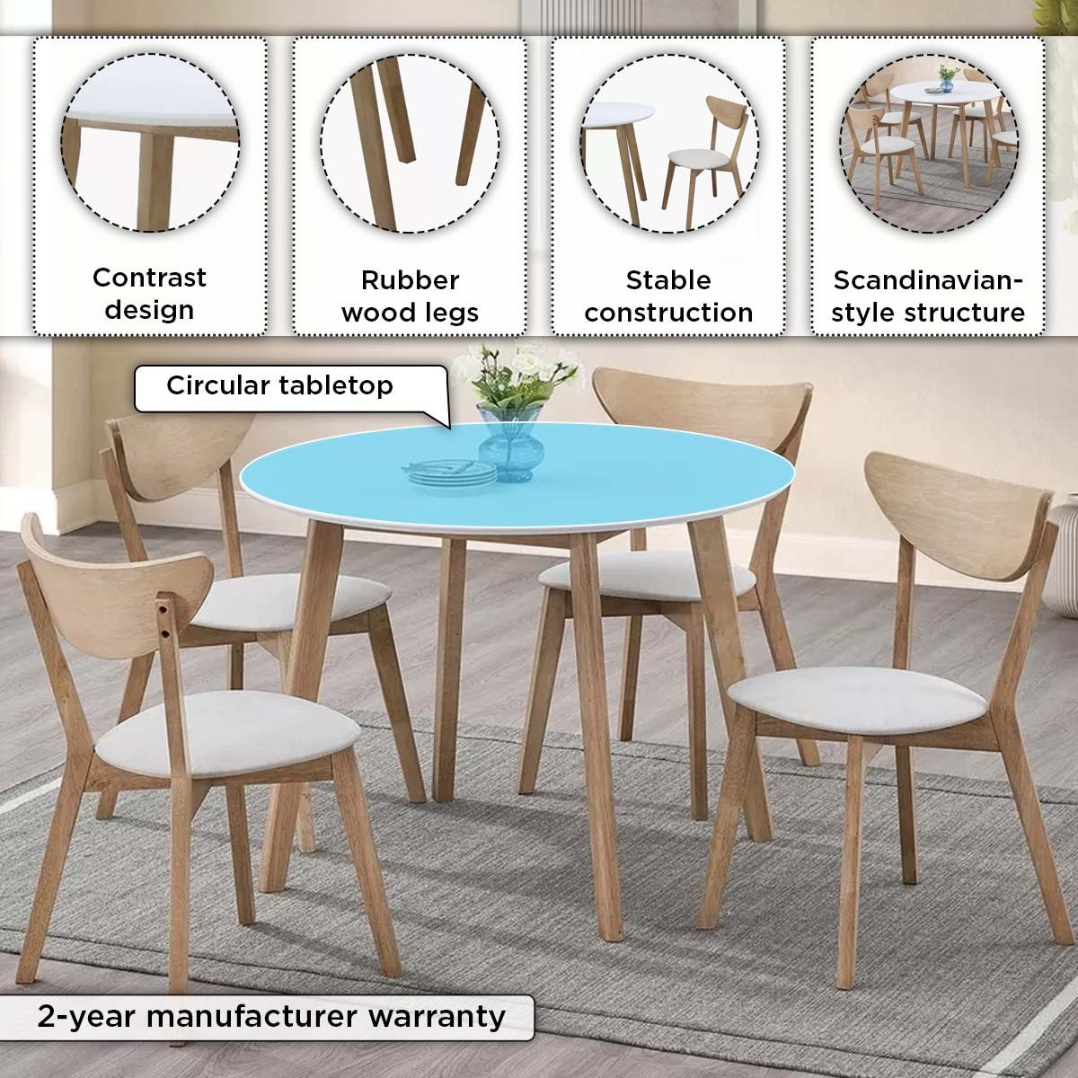 طقم سفرة مستديرة بـ4 مقاعد من كاميرون-hbxdiningroom-diningtablesandsets-diningsets-fourseater-image-7