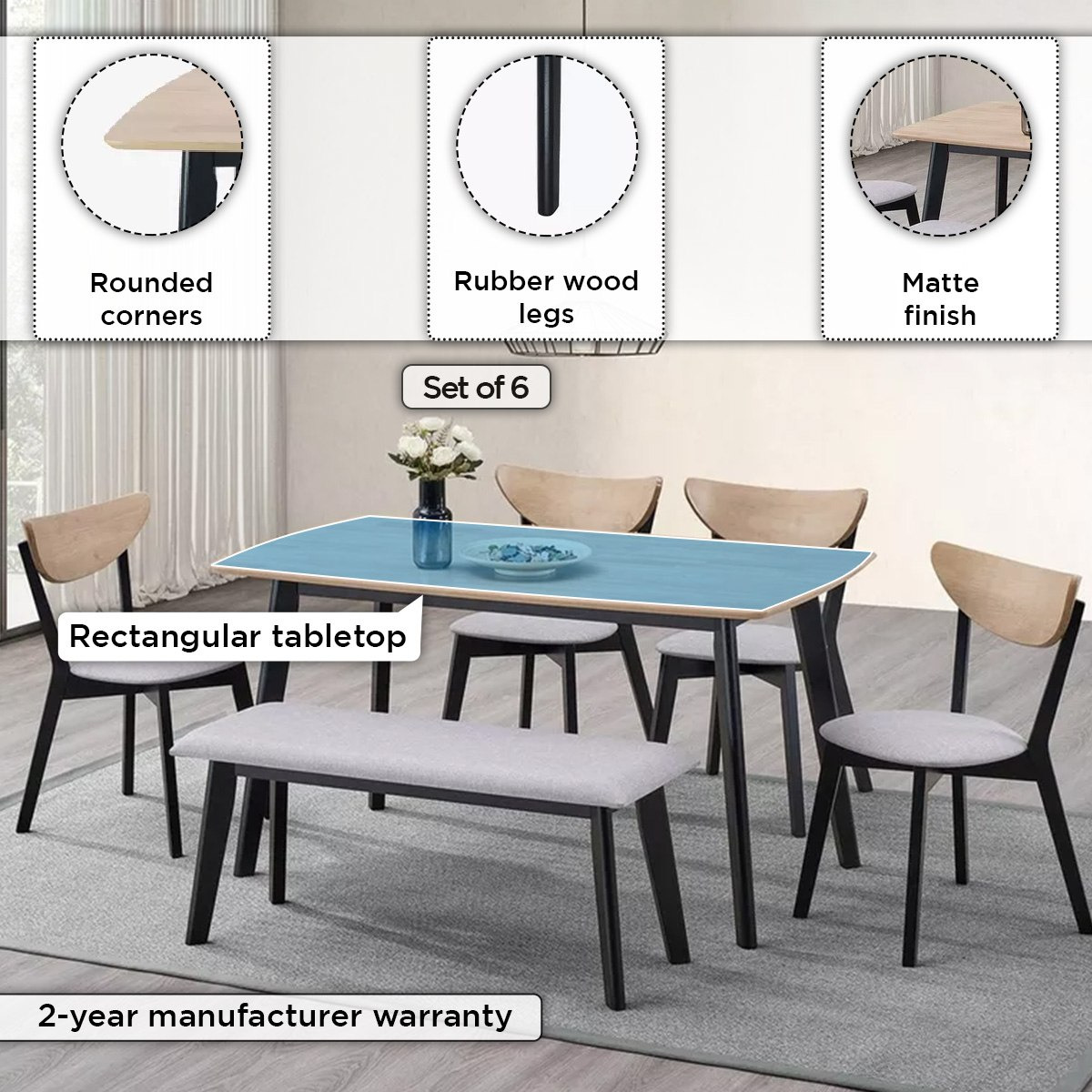 طقم سفرة 6 مقاعد من كاميرون-hbxfurniture-diningtablesandsets-diningsets-sixseater-image-4