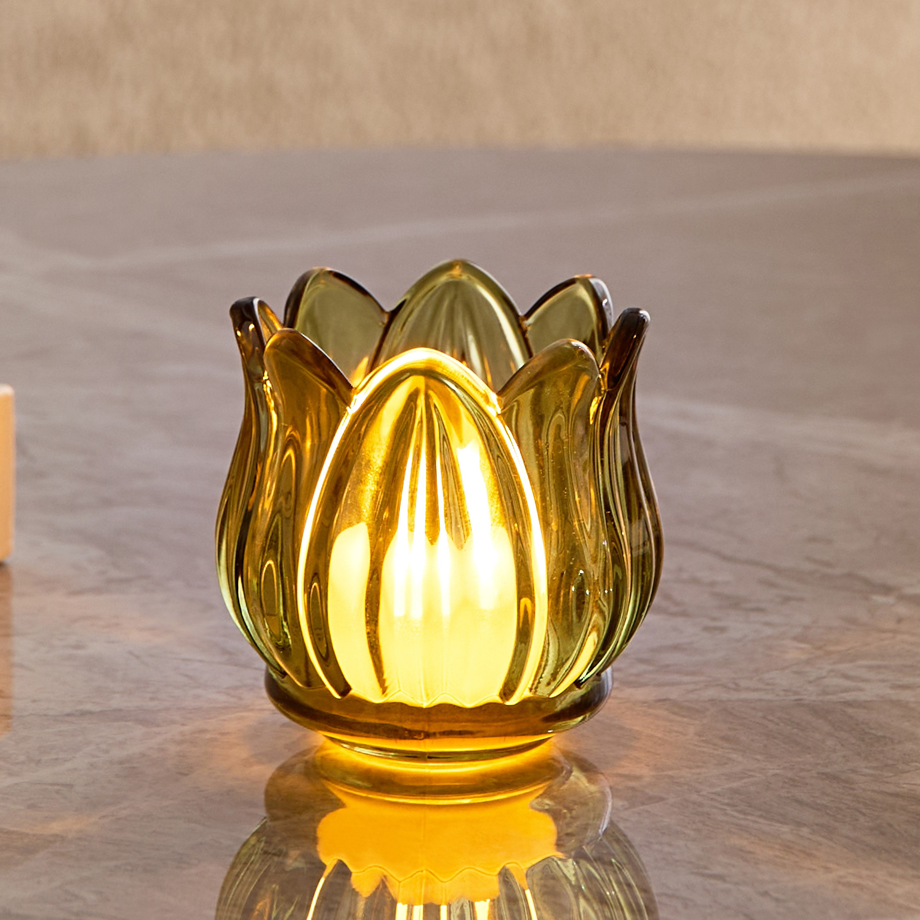 حامل شموع بتصميم لوتس من أودن - 7x7x7.1 سم-hbxlivingroom-decorandaccessories-candleholders-image-1