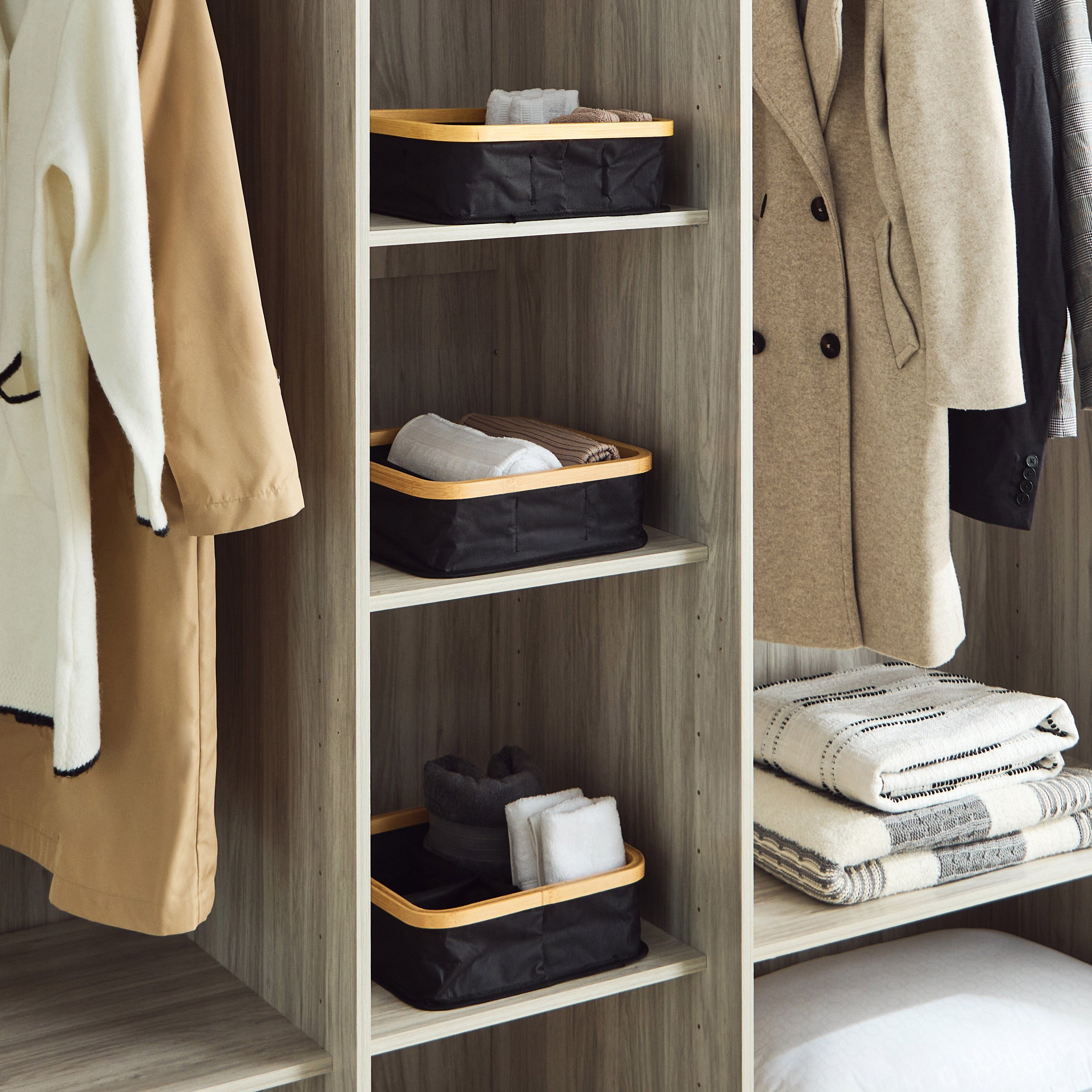Oxford Fabric Wardrobe Organiser with 4 Compartments-hbxbedroom-bedroomaccessories-bedroomstorage-image-4