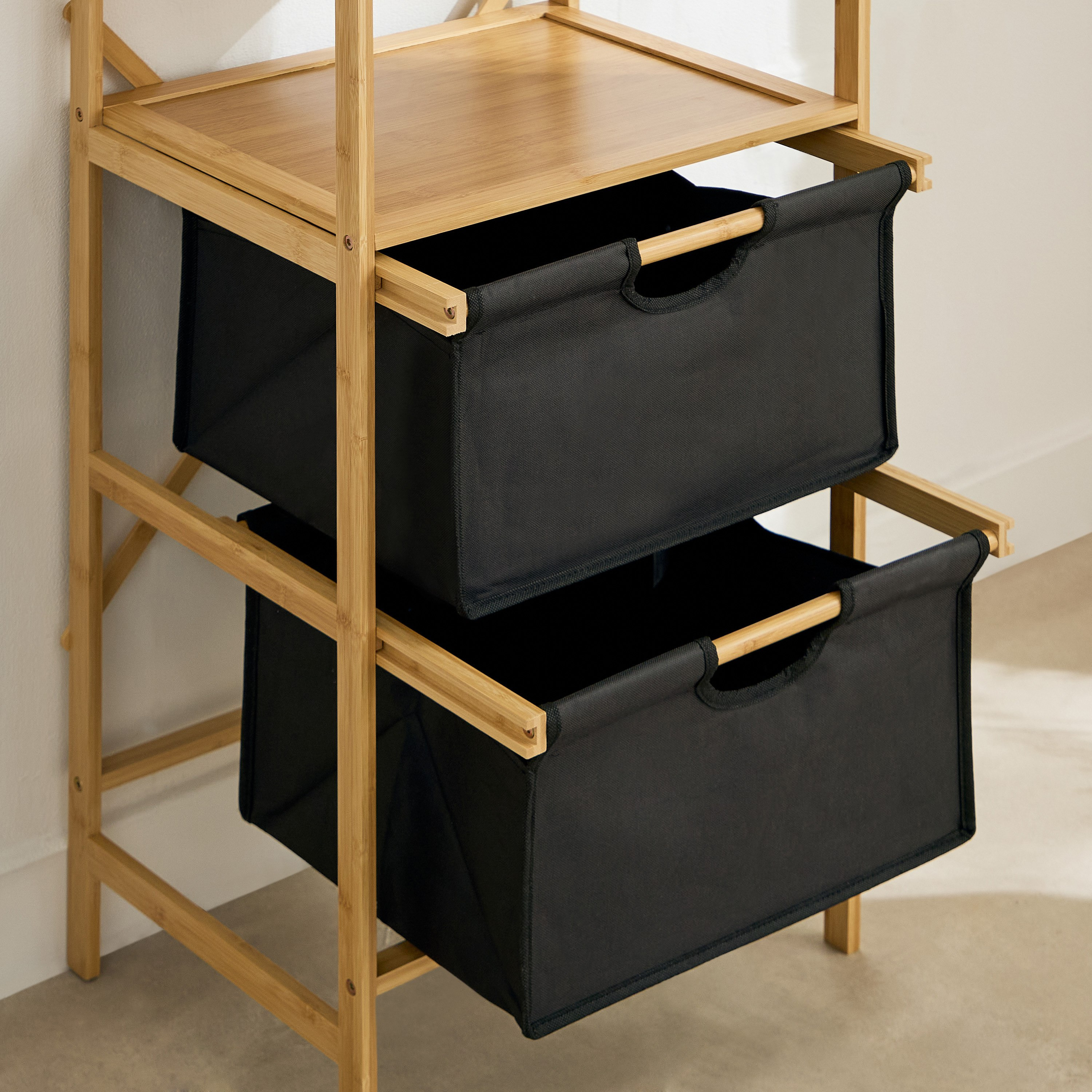 Oxford 2-Tier Storage Basket with Bamboo Shelf - 43x33x96 cm-hbxbedroom-bedroomaccessories-bedroomstorage-image-3