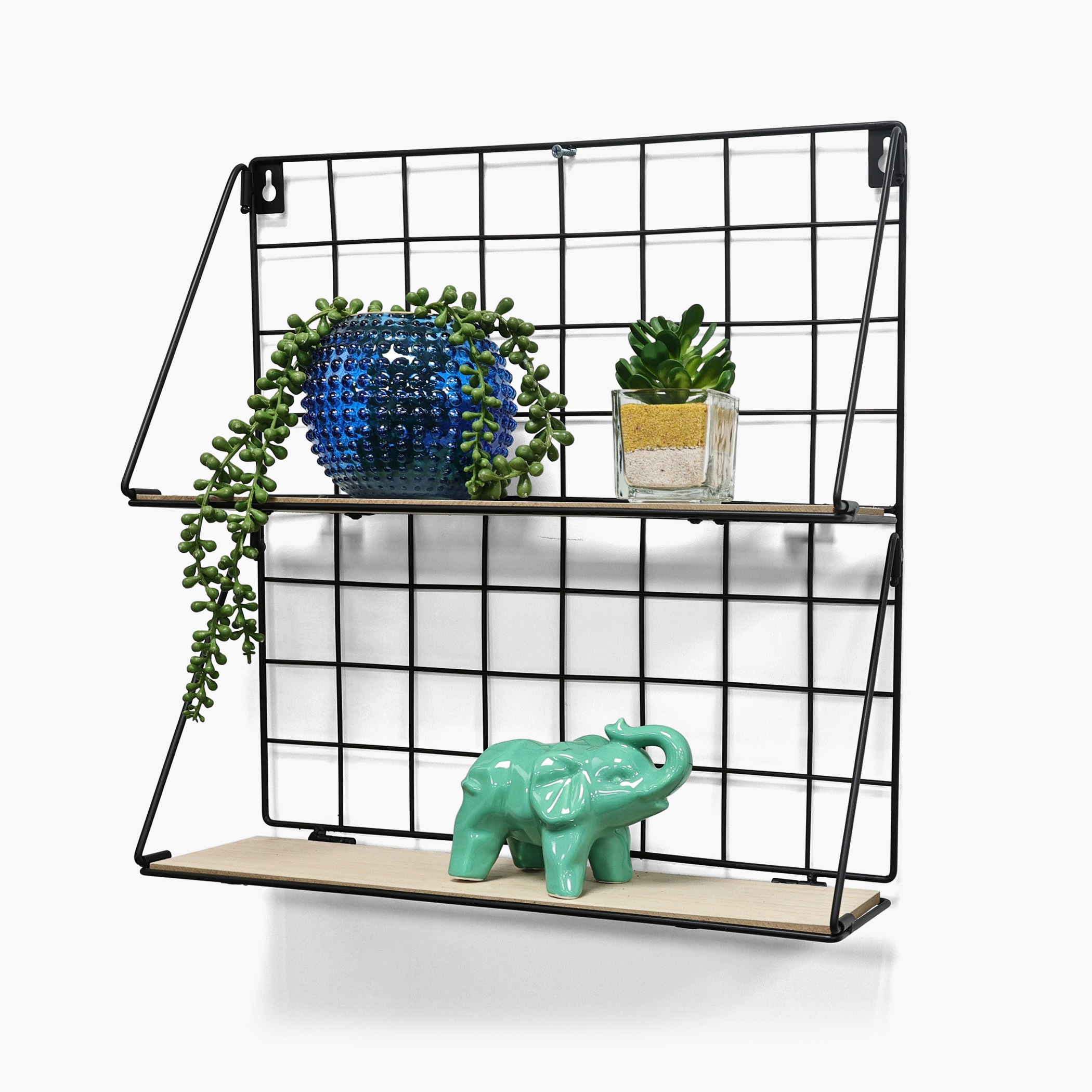 Sera 2-Tier Foldable Wall Shelf with MDF Board - 40x12x41 cm-hbxfurniture-mediaunitsandstorage-wallshelves-image-1