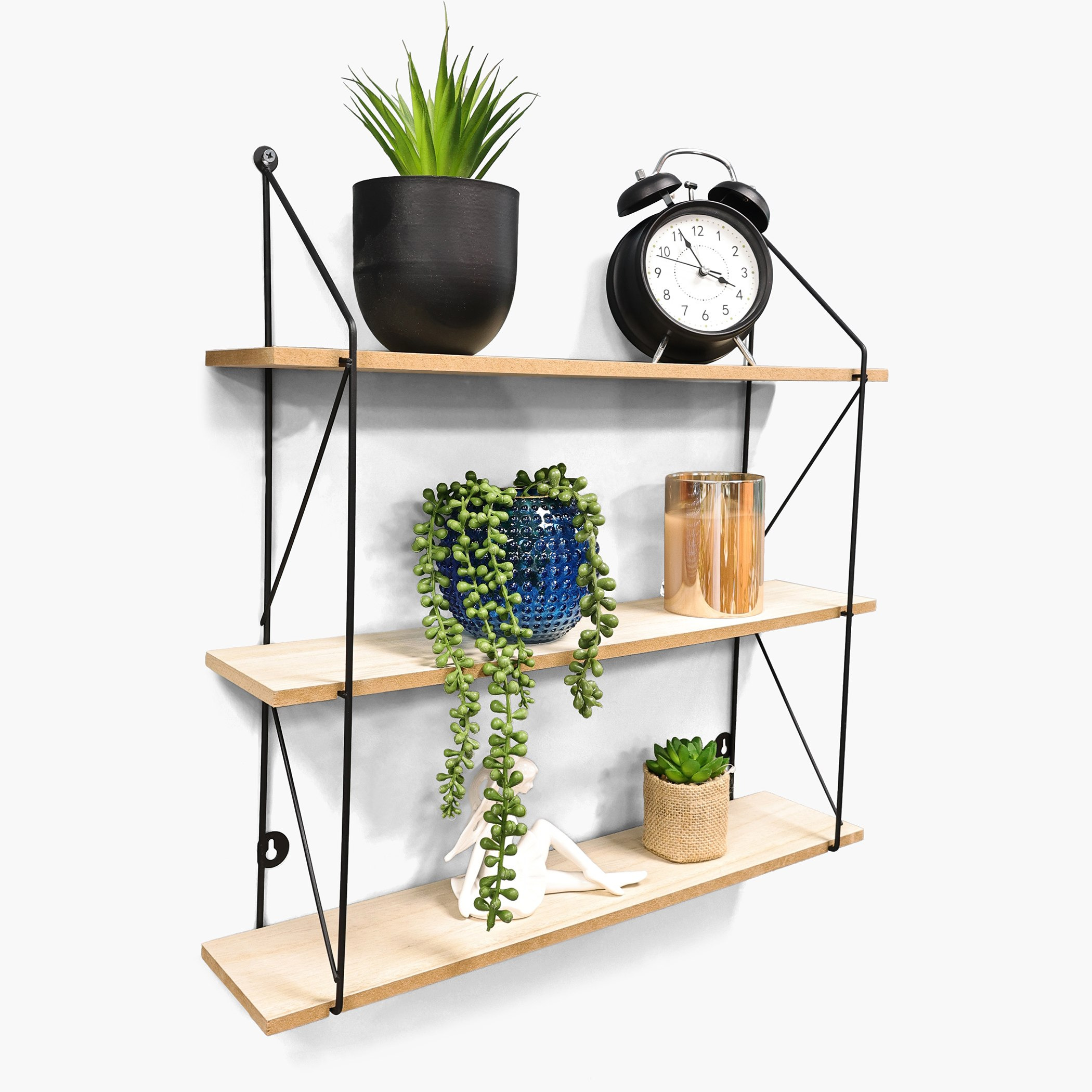 Sera Tall 3-Tier Wall Shelf with MDF Board - 50x12x50 cm-hbxfurniture-mediaunitsandstorage-wallshelves-image-1