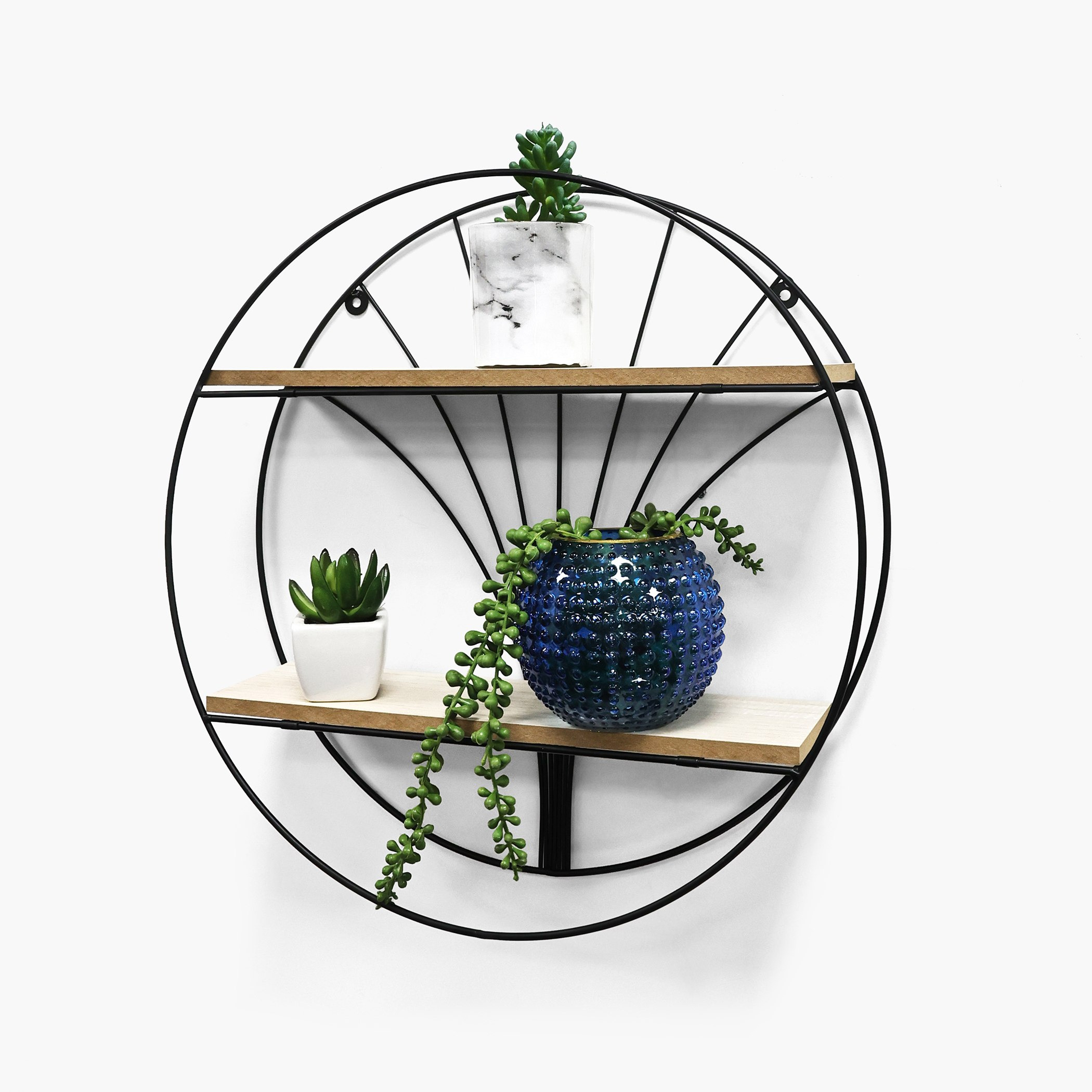 Sera Circle 2-Tier Wall Shelf - 40x10x40 cm-hbxfurniture-mediaunitsandstorage-wallshelves-image-1