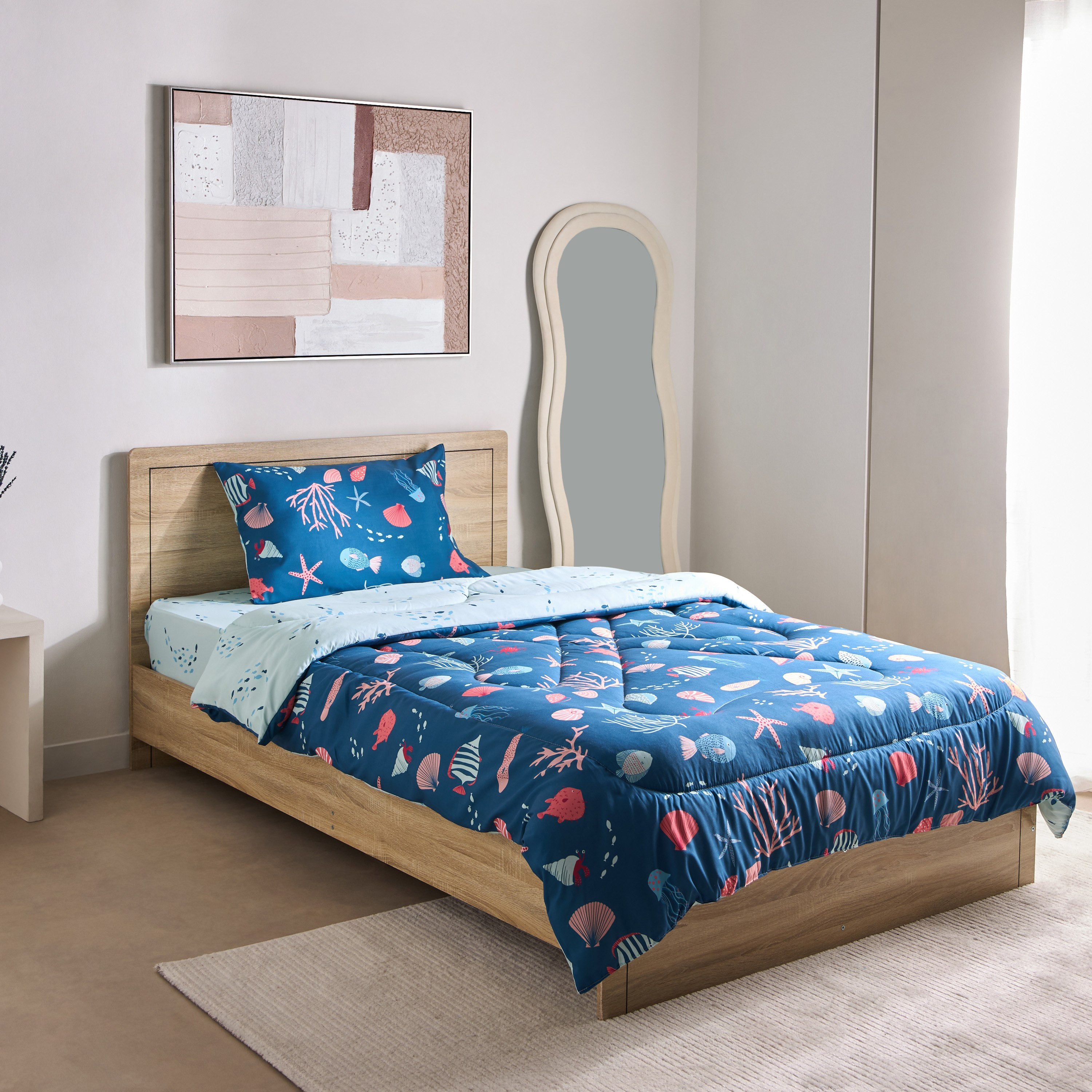 طقم لحاف توين من الألياف الدقيقة بتصميم أسماك البحر قطعتين من جوي - 160×220 سم-hbxhomeware-hbxbedroom-image-2