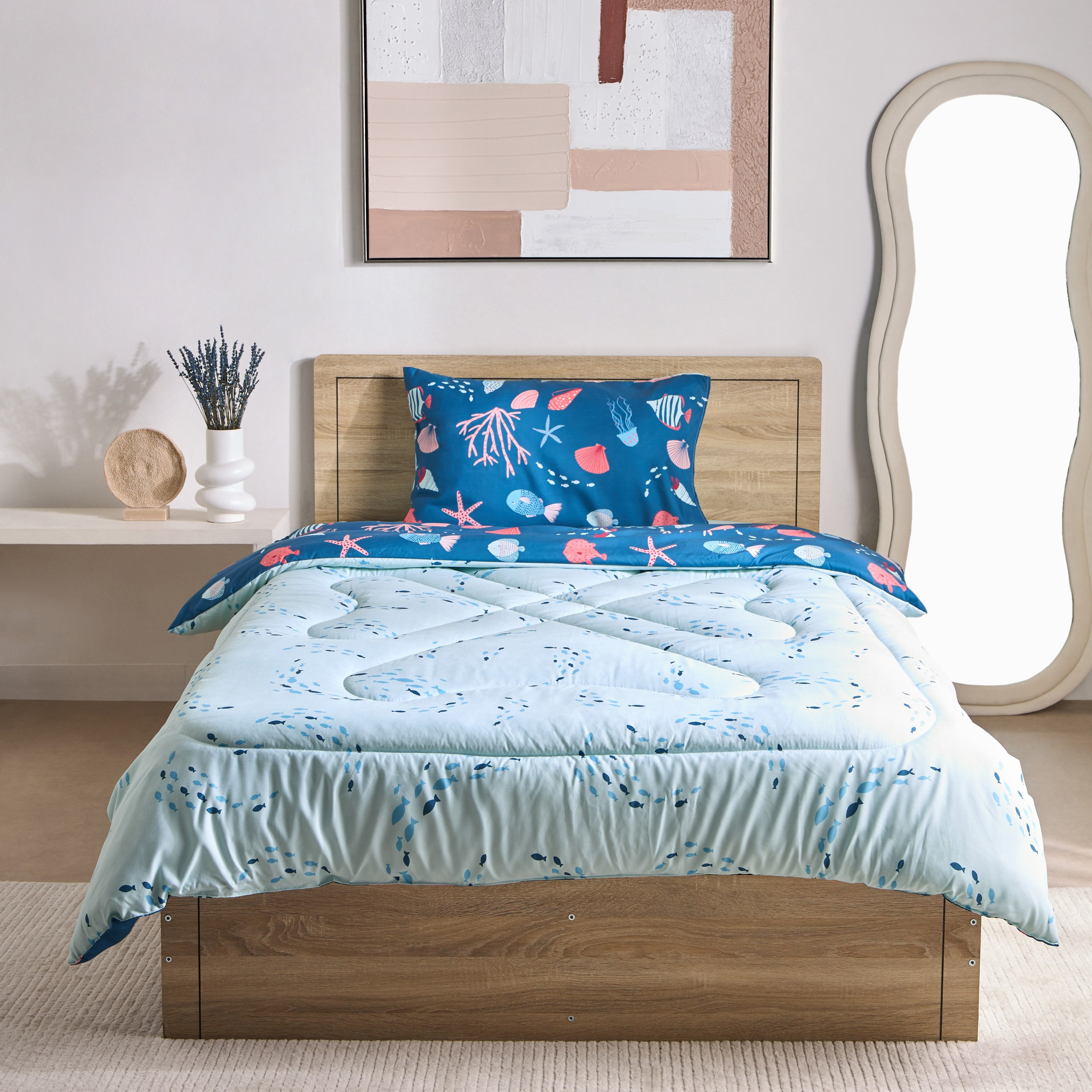 طقم لحاف توين من الألياف الدقيقة بتصميم أسماك البحر قطعتين من جوي - 160×220 سم-hbxhomeware-hbxbedroom-image-4
